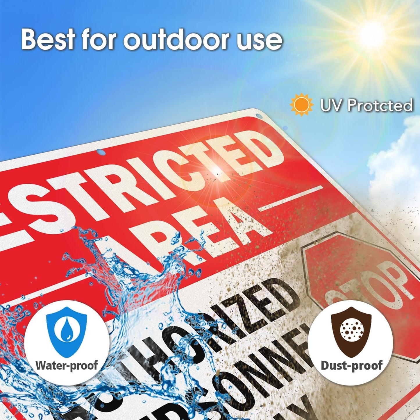 GicnKeuz Large Restricted Area Sign, 14x10 Inches Do Not Enter - Authorized Personnel Only Signs, Rust Free.40 Reflective Aluminum, Fade Resistant/Waterproof, 6 Pre-drilled Holes (2 Pack)