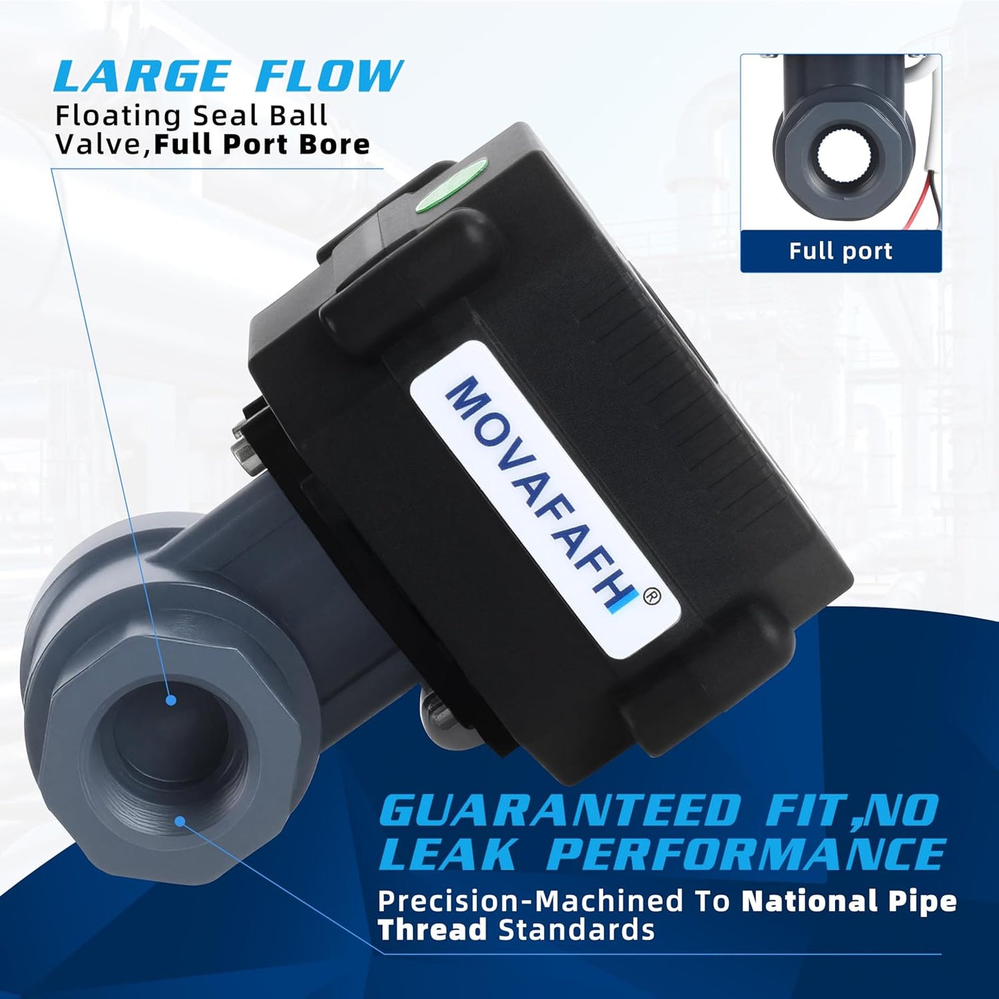 1/2" UPVC Motorized Ball Valve - 2 Wire Auto Return Electric Water Valve with Full Port, 9-24V AC/DC Automatic Ball Valve