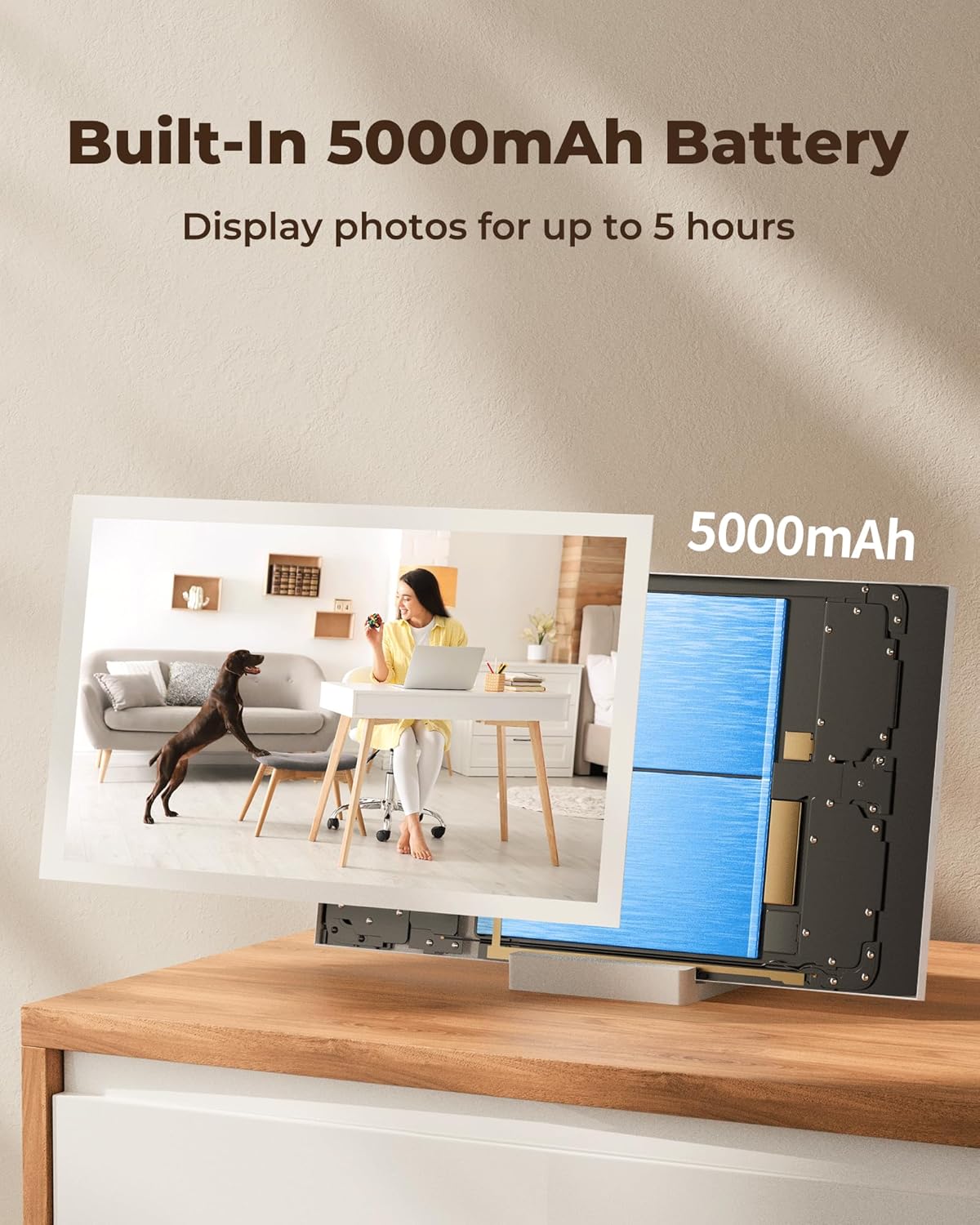 NGTeco WiFi Digital Picture Frame with 64GB Storage, 10.1" HD Touch Screen Digital Photo Frame, 5000mAh Battery, Share Photos/Videos Instantly via Frameo App