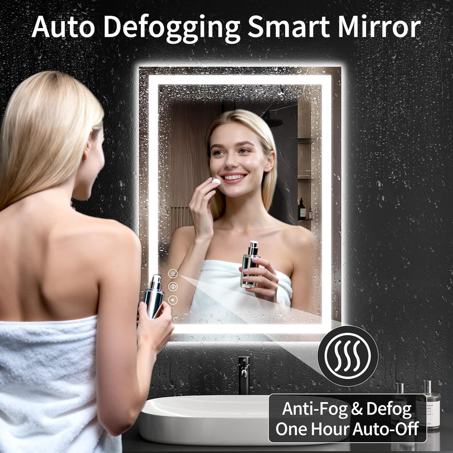 LED Bathroom Mirrors 28"x36" Bathroom Mirror with Lights for Wall, Backlit + Front Lit, 3 Colors, Anti-Fog, Dimmable Brightness for Vanity,Bathroom, Entryway, Living Room