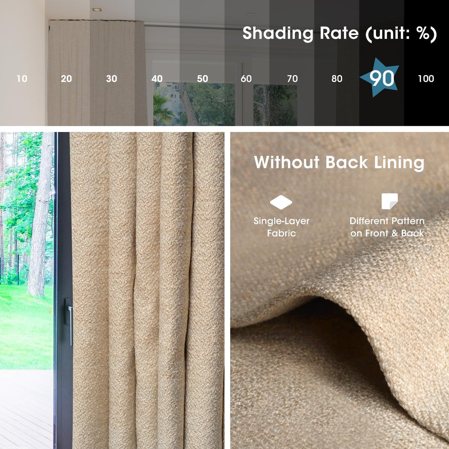 SmartWings Automatic Curtain Opener with Drapery, Motorized Vertical Blinds with Remote, Electric Closet Doors Sliding Panels Compatible with Alexa Google Homekit, 90% Blackout Wheat