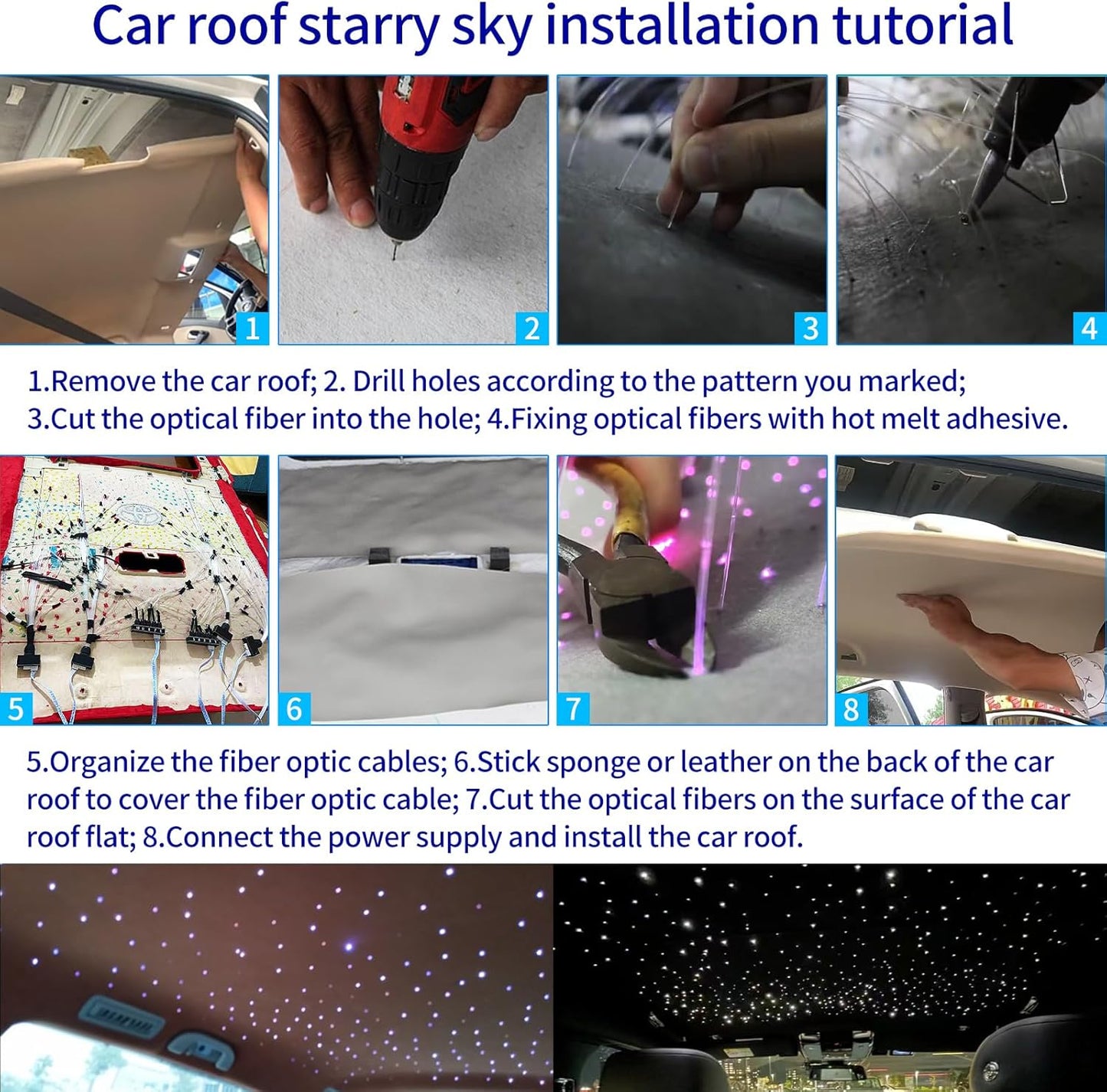 Upgraded Split Starlight Headliner Kit for Car with Meteor & Music Effect, 22W 2300pcs 0.2in x 4.9ft Star Ceiling Lights, App & Remote Control Fiber Optic Lights for Truck Cinema Restaurant