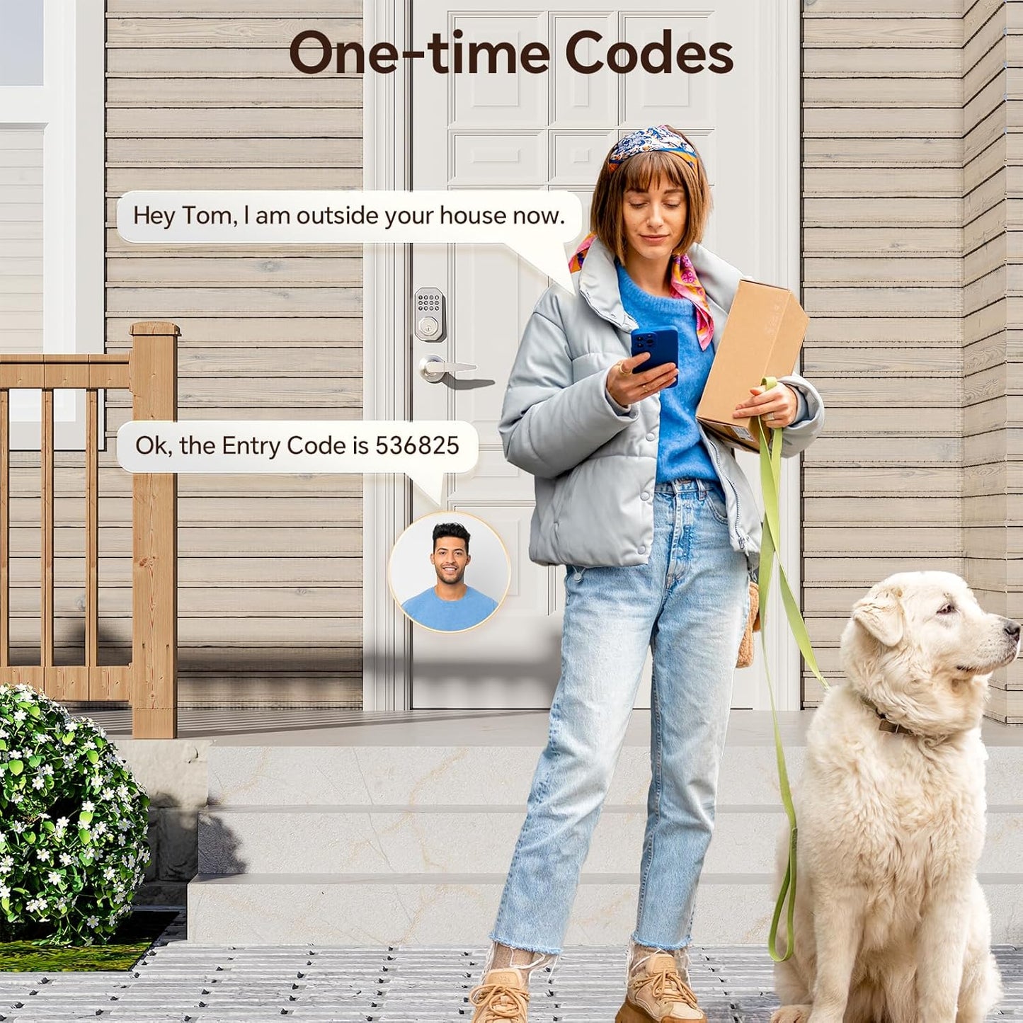 Keyless Entry Door Lock Set Smart Locks for Front Keypad Door Lock with Handle Low Battery Warning Automatic Lock One Time Password Anti Peeping Password IP54, Satin Nickel