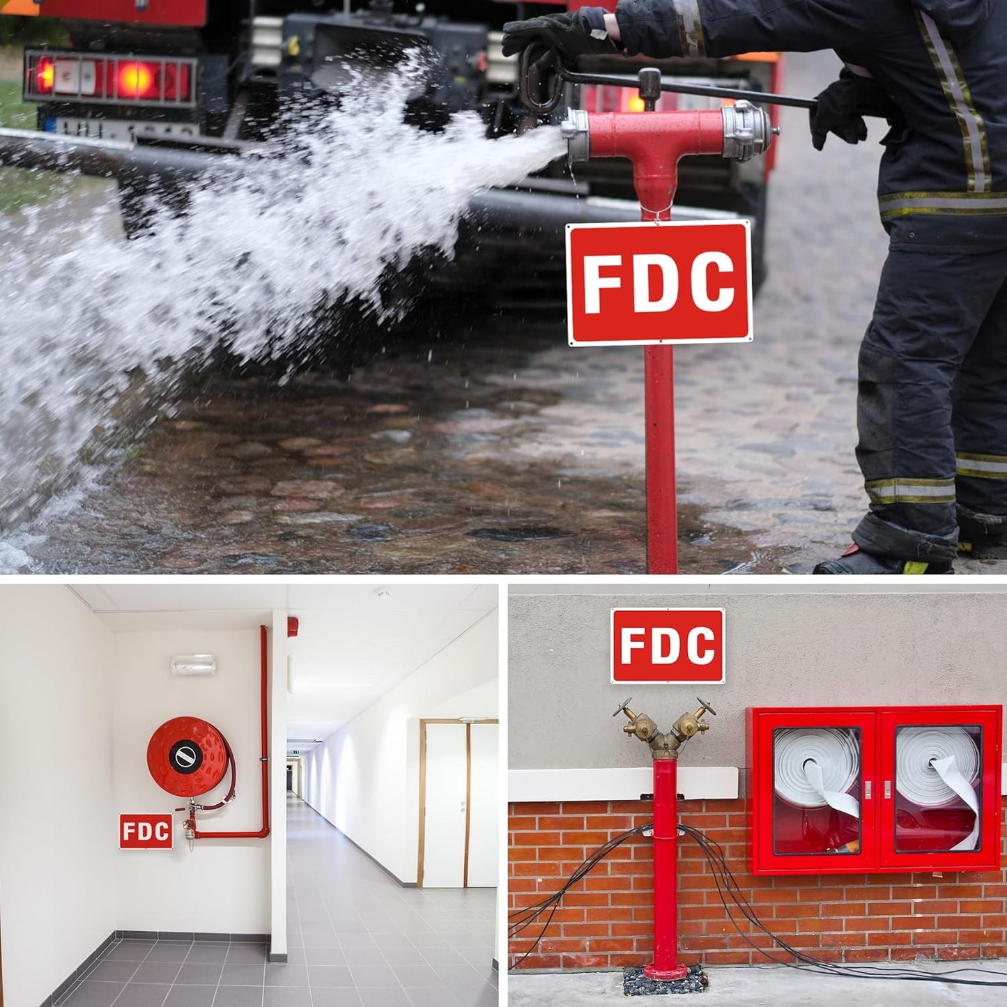 FDC Sign, 2 Pack FDC Sign Outdoor Aluminum Metal Sign, FDC Signs for Fire Department Connection, UV Protected Weather Resistant and Easy to Install (Size: 12x6 inches)