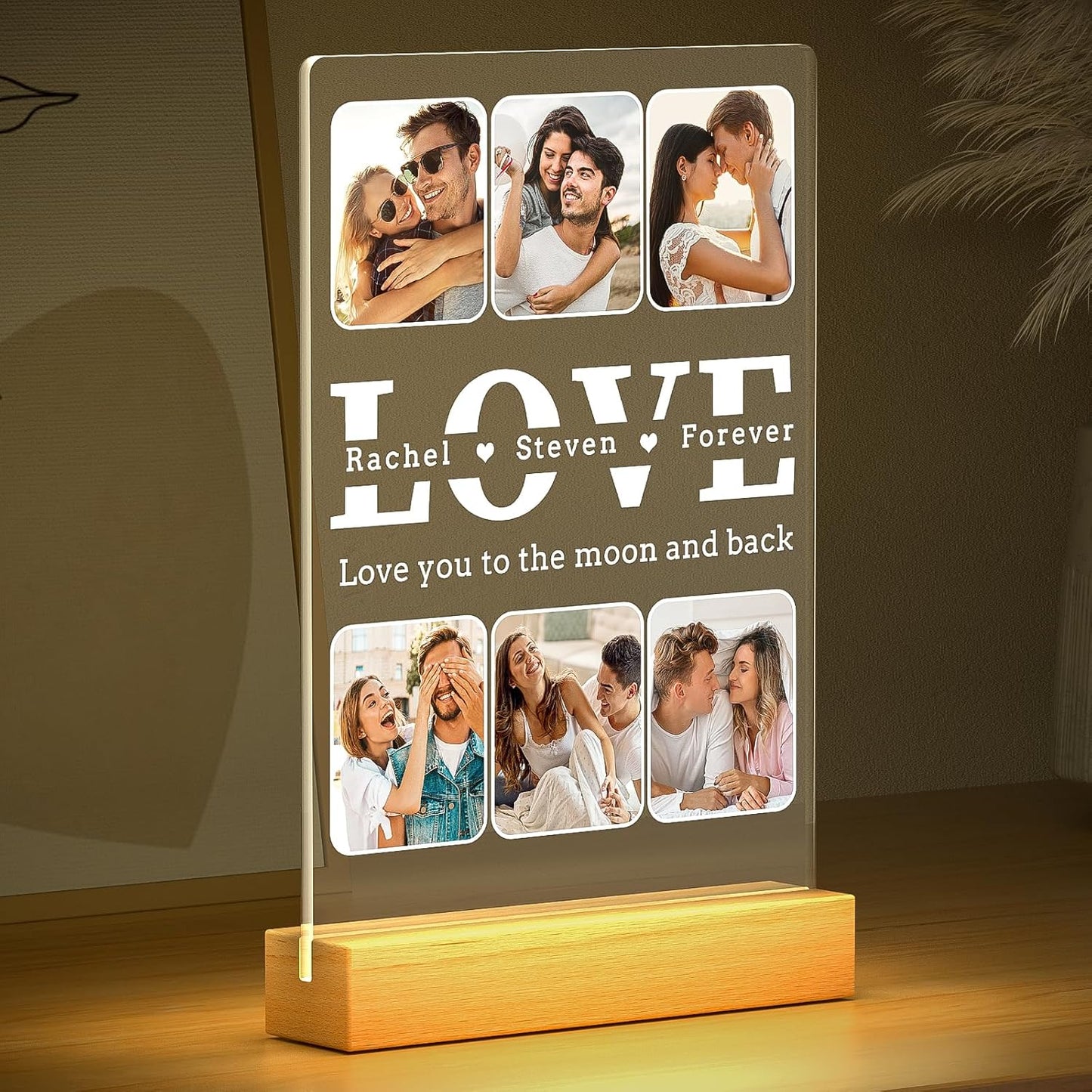 Personalized Anniversary Birthday Gifts for Women Men, Customized Picture Frames, Custom Photo Frame with Photos, Customized Valentines Day Gifts for Him Her Girlfriend Boyfriend