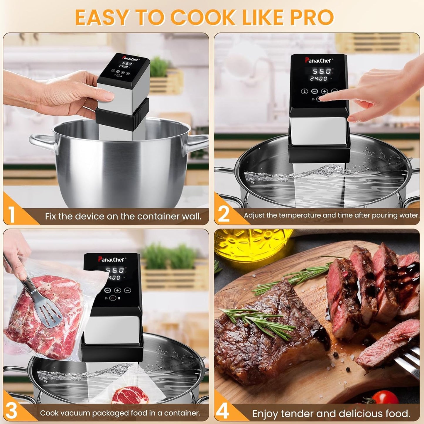 Commercial Sous Vide Machine for Restaurant, 1600W Sous Vide Cooker, 360° Immersion Circulator, 15dB Ultra-Quiet, IPX7 Waterproof, Powerful Pump Design, Accurate Temperature Control