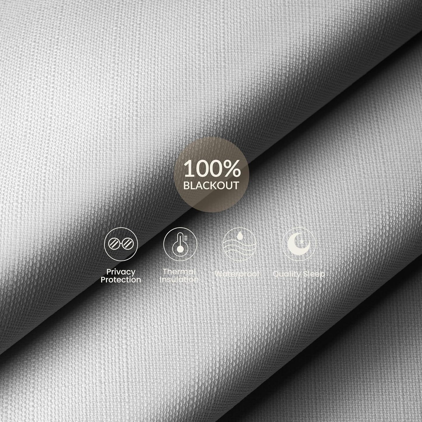 Blackout Linen Roller Shades for Windows Cordless Room Darkening Roller Blinds Easy to Install with Cassette Valance Black Out Window Shades for Home Office Living Room White,24" W x 84" H