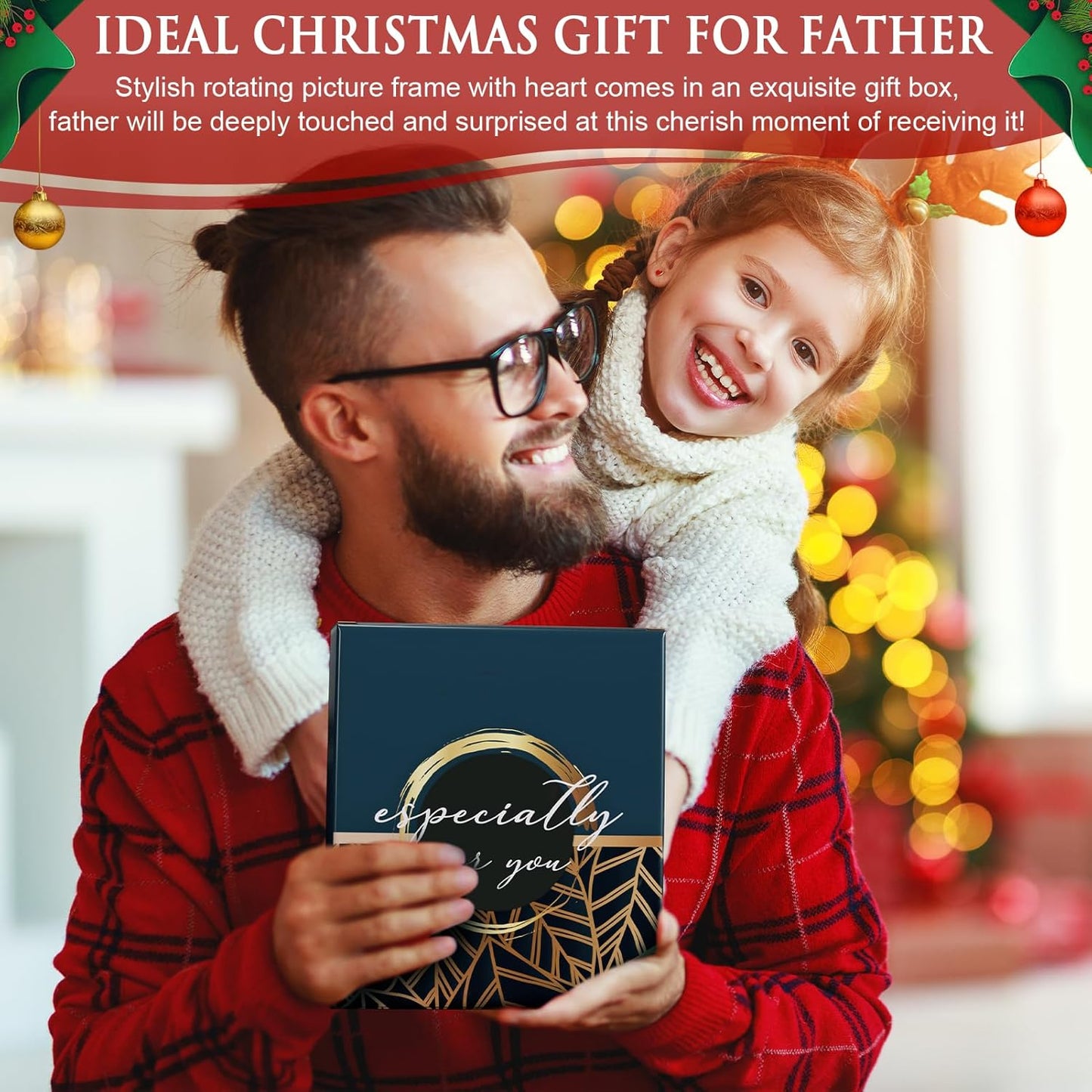 Tiblue Christmas Gifts for Dad from Daughter Son Kids Wife Dad Gifts for Dad Who Wants Nothing Best Daddy Gift - Night Light with Father Picture Frame for 5x7 Photos New Daddy Bonus Step Father Gift