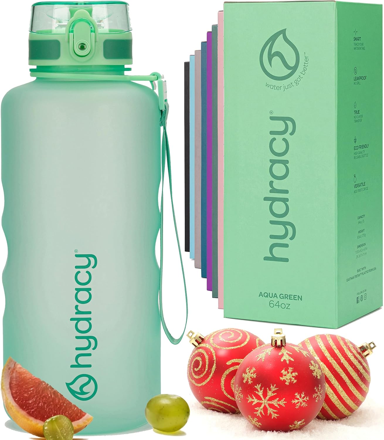 Hydracy Water Bottle with Time Marker -Large BPA Free Water Bottle & No Sweat Sleeve -Leak Proof Gym Bottle with Fruit Infuser Strainer & Times to Drink -Ideal for Fitness Sports & Outdoors
