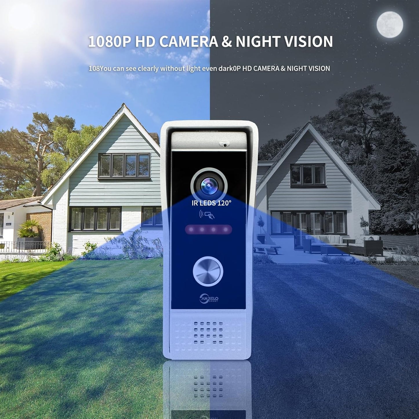 Video Doorbell Intercom System,10 Inches Touch Screen (Black) Video Doorbell Door Phone System,Support Remote Unlock, Dual-Way Intercom,Night Vision for Villa House Apartment (2-Camera + 2-Monitor)