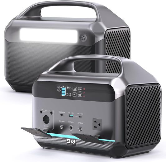 Portable Power Station 600W (1200W Surge), 576Wh LiFePO4 Electric Generator with 1Hr Fast Charging, 100W USB-C PD Output, Solar Power Bank for Home Emergency, Camping, RV Travel, CPAP (Solar Optional)