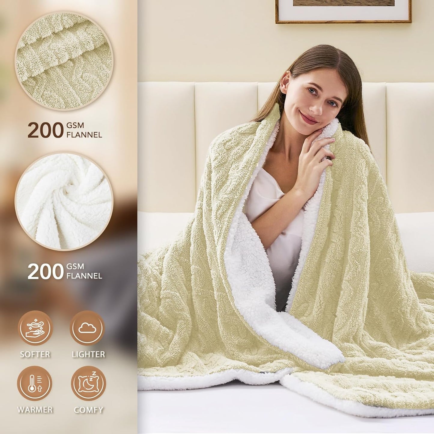 Homemate Electric Heated Blanket King - 100"x90" Heating Bed Blankets Throw with 10 Heating Levels 8 Hours Auto Off Fast Heating Over-Heated Protection Ultra Soft Warm Flannel ETL Certified