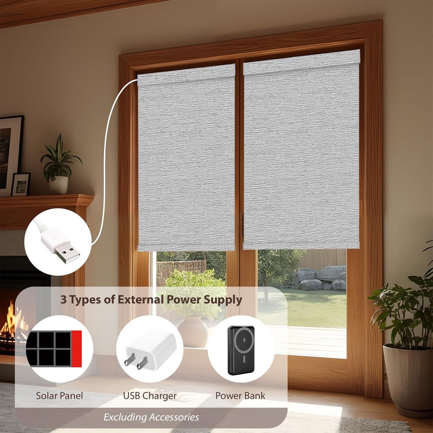 Motorized Roller Blinds with Remote, 100% Blackout Automatic Roller Shades for Bedroom, Bathroom, and Living Room, Customized Size, Fine Texture Gray