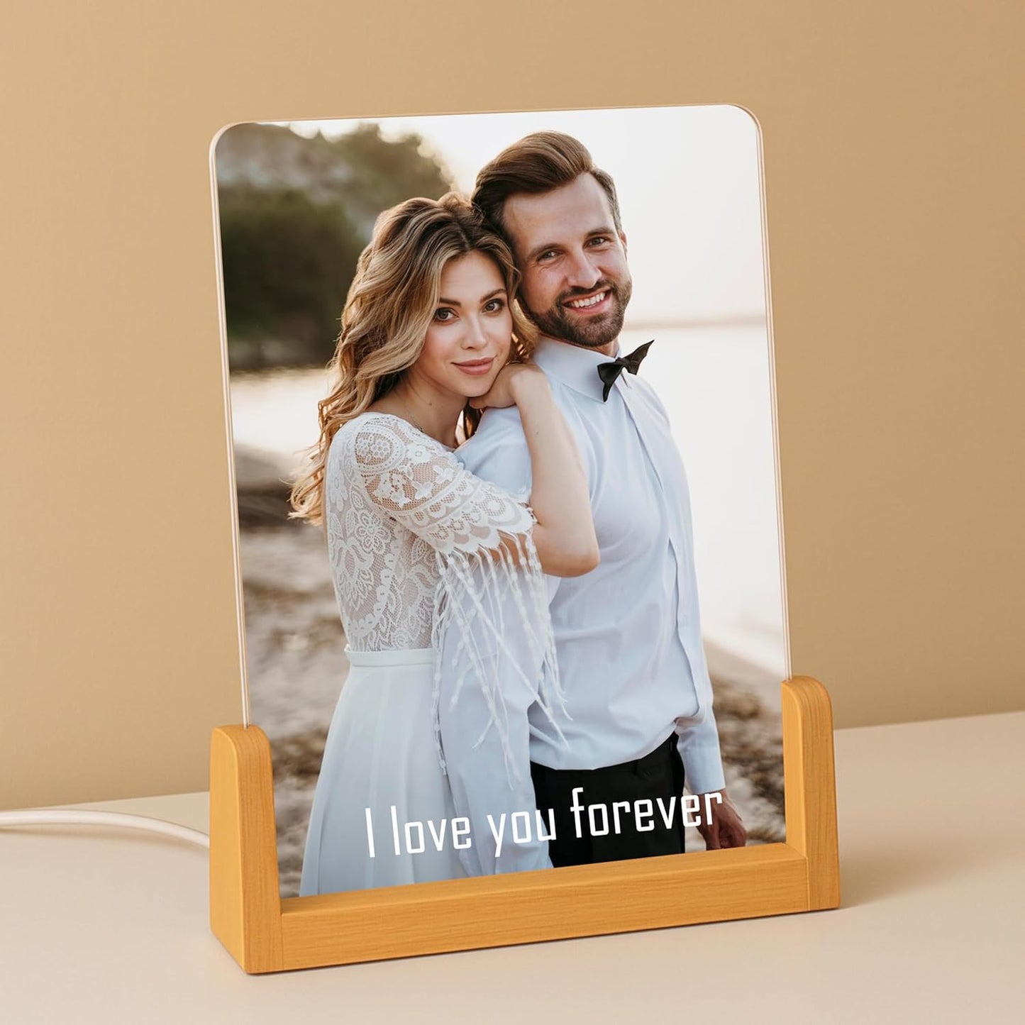 NAZENTI Personalized Picture Frame with Led Light, Custom Photo Collage Frame Lamp, Custom Picture Gifts, Couple Photo Lamp, Wedding Gift for Couple, Valentine Day Gifts for Girlfriend Boyfriend
