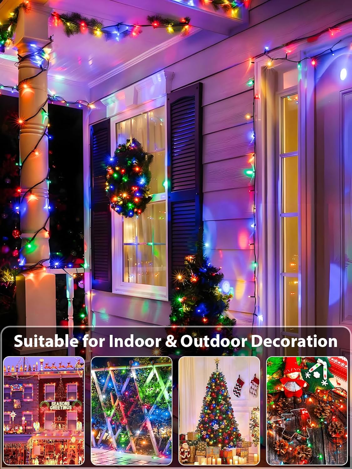 1000 LED Multicolored Christmas Lights Indoor Outdoor, Super Long 330 FT Green Wire String Lights with Memory & Timer & 8 Modes, Waterproof Fairy Light for Xmas Tree Party Yard Garden Christmas Decor