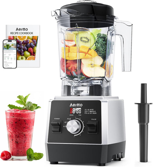 Aeitto Blenders for Kitchen with 68Oz. Large Capacity, 1800W Max Power Smoothie blender, 3 Preset Programs & 7 Speeds, Professional Countertop Blender for Smoothies, Frozen Drinks, Generation2 Black