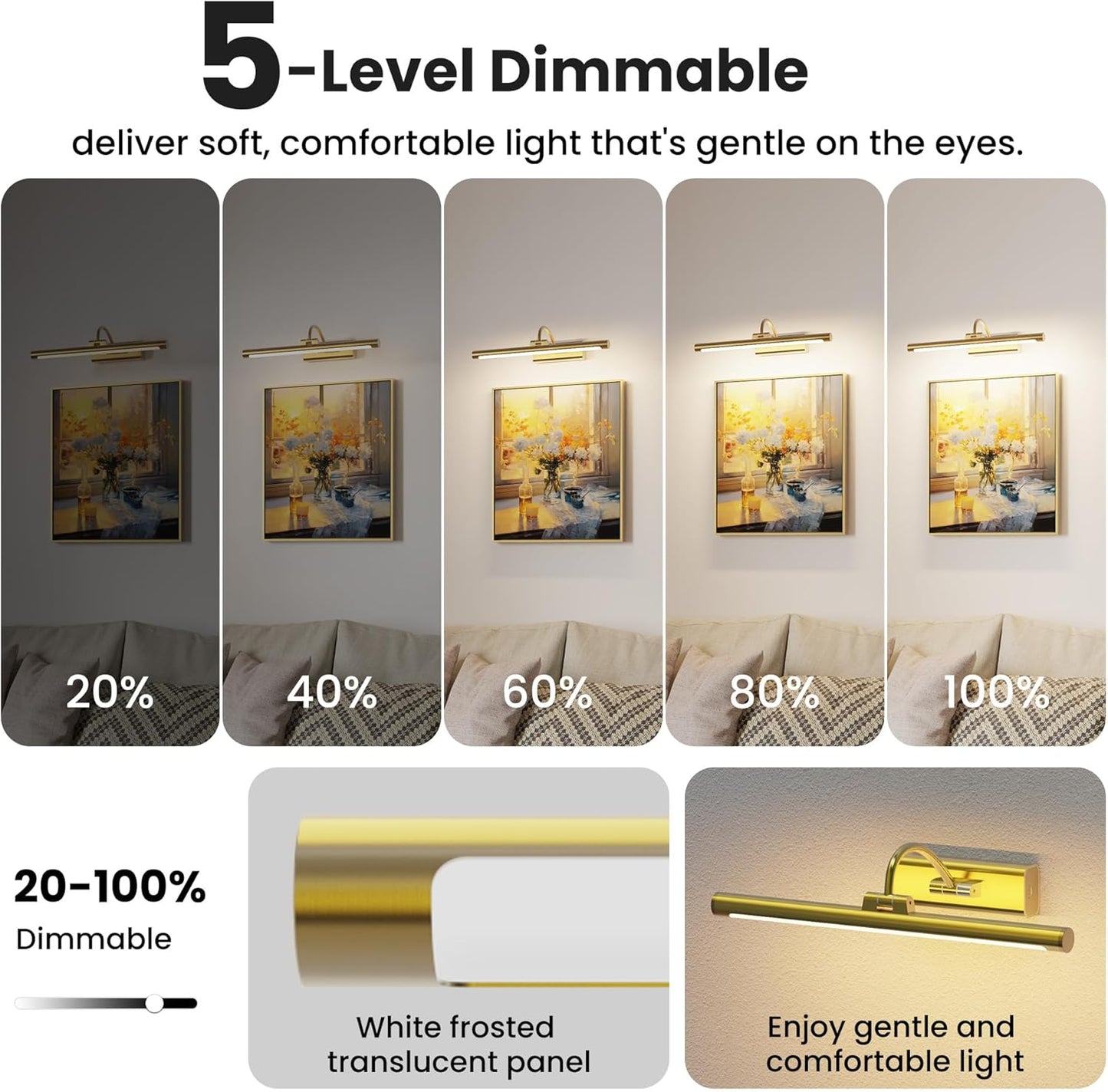 16" Art Lighting for Paintings with 1pcs Extra 6000mAh Battery - 2 Pack Wireless Dimmable Wall Mount for Paintings, Artwork, Portraits & Frames