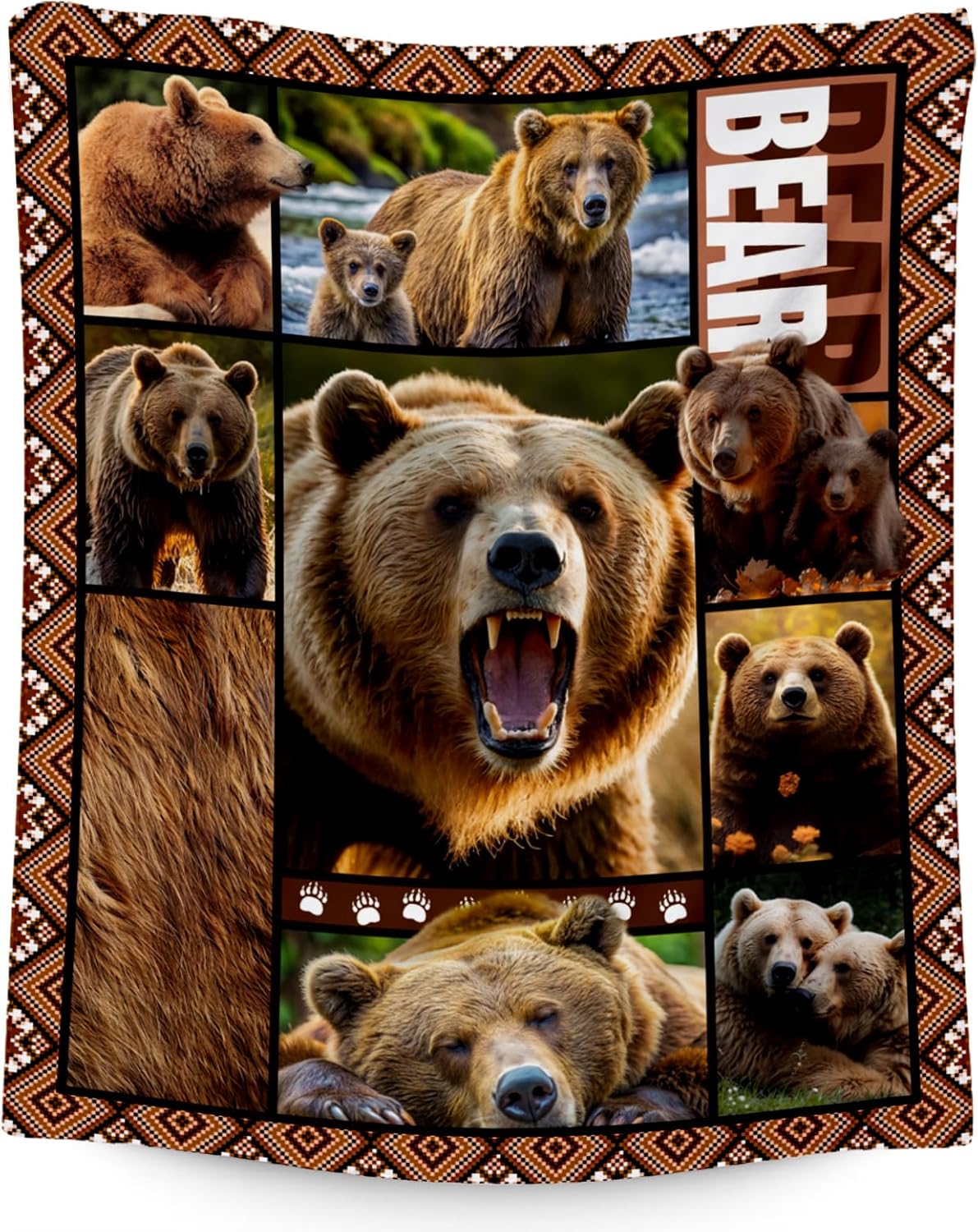 Blankets for Dad, Bear Blanket Gifts for Men Boys Adults, 30"x40" Forest Animal Throw Gift for Hunters - Soft, Fuzzy & Cozy Flannel Throws Wildlife Country Decor