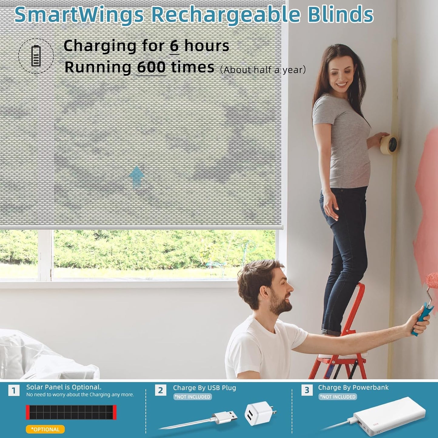 SmartWings Motorized Smart Blinds for Windows in Light Filtering, Electric Remote Roller Shades Compatible with Alexa/Google Home/Homekit, Custom Up to 110”W x 148”H, 5% Openness Aventus White Grey