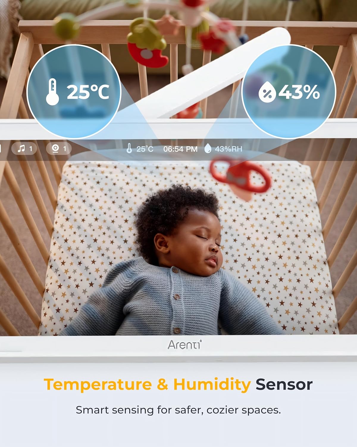 ARENTI Upgraded Baby Monitor, 4MP 2.4G&5G WiFi Baby Camera Monitor, Infrared Night Vision, Night Light, 2-Way Audio, Cry&Motion Detection, Temp&Humidity Sensor, App Control