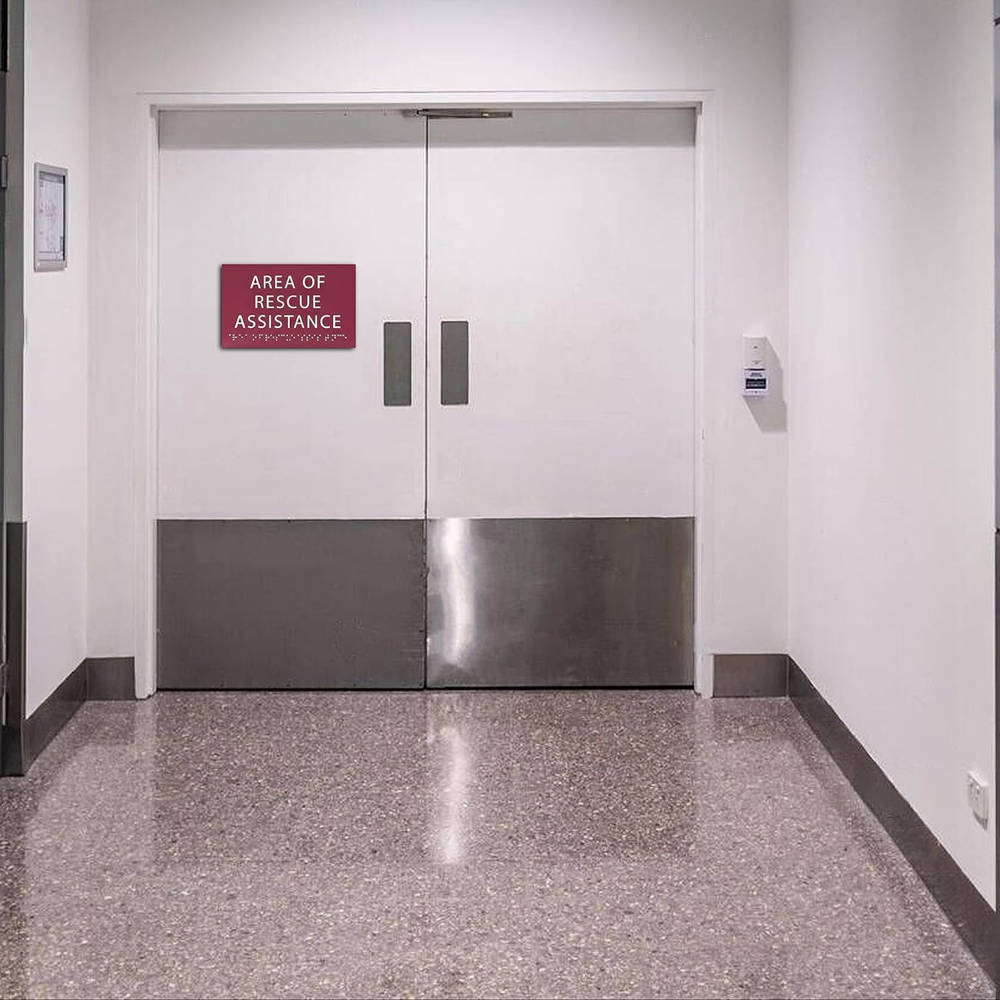 6" X4" Area of Rescue Assistance Sign- Tactile Graphics Grade 2 Braille Text ADA Compliant Sign |ADA Compliant Plastic Signs for Schools, Offices, Businesses, Apartments & Restaurants