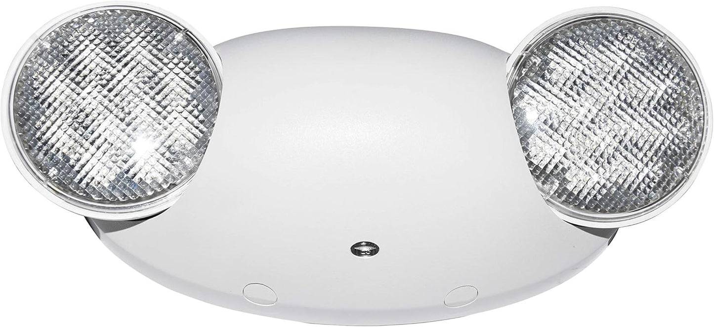 LIT-PaTH LED Emergency Lighting Fixtures with 2 LED Bug Eye Heads and Back Up Batteries- US Standard Exit Light, UL 924 and CEC Qualified, 120/277 Voltage, White, 1-Pack