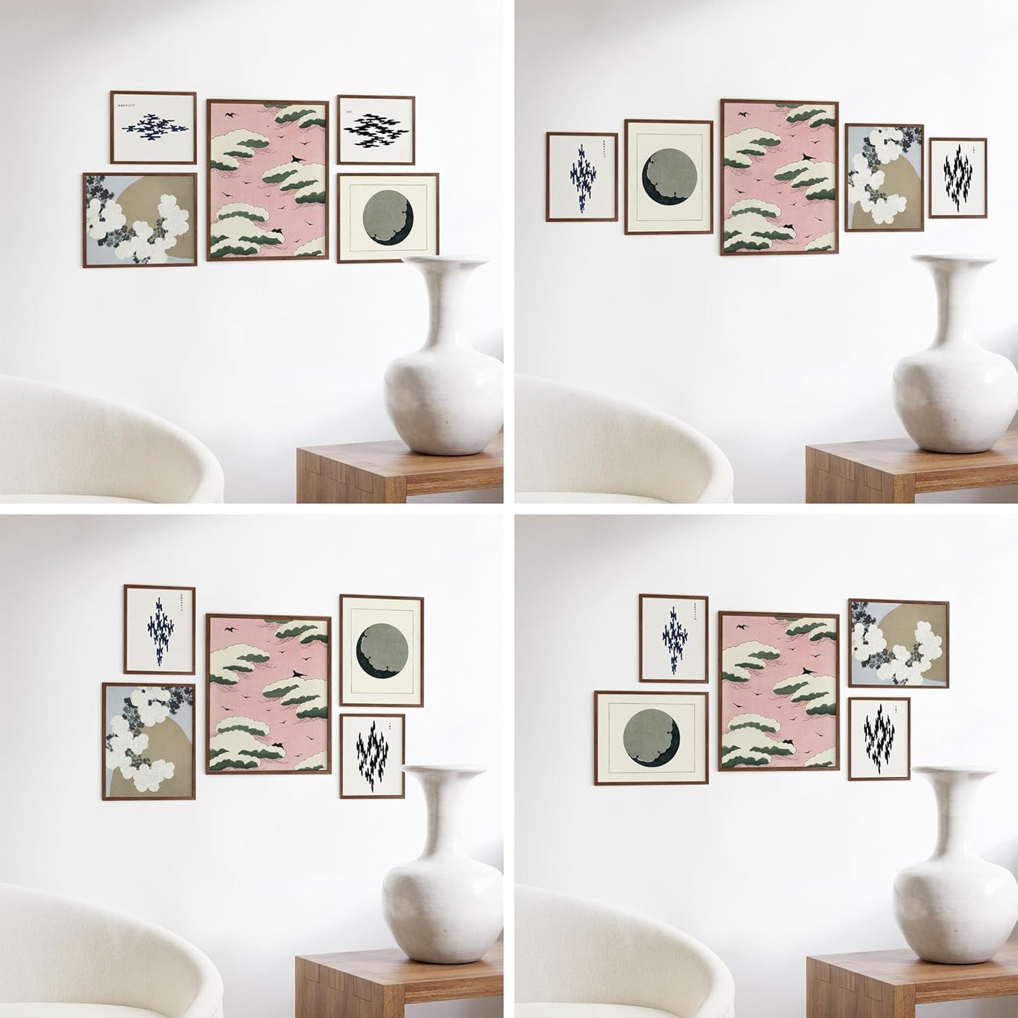 HAUS AND HUES Photo Gallery Wall Frame Set - Set of 5 Walnut Frames for Gallery Wall, Gallery Wall Frames, Multiple Picture Frames for Wall Collage (Two 8x10, Two 11x14, One 16x20 Framed Walnut)