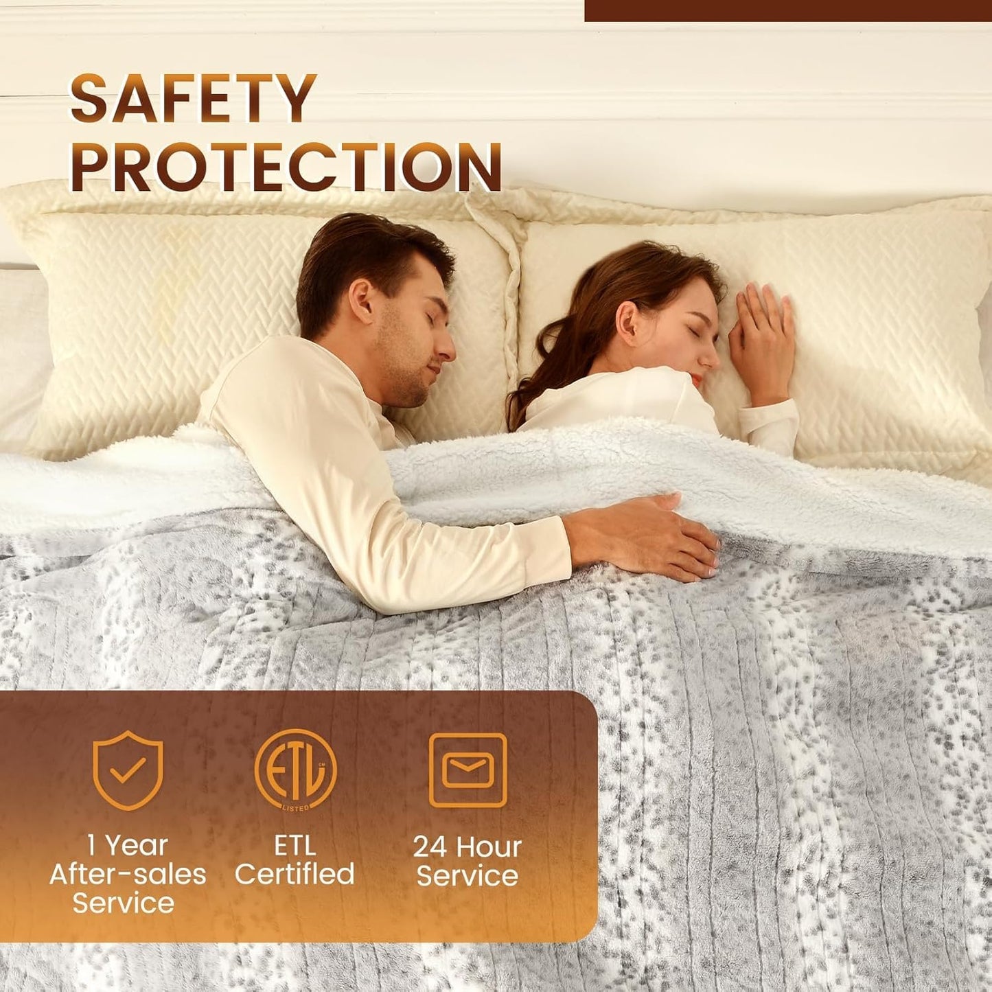 Bearhug Electric Blanket Heated Blanket Full Size 77"x 84" Warm Heating Blanket Gift Reversible Faux Fur & Sherpa 10 Heating Levels & 1-12H Auto Off, Machine Washable, Over-Heat Protect, ETL Certified