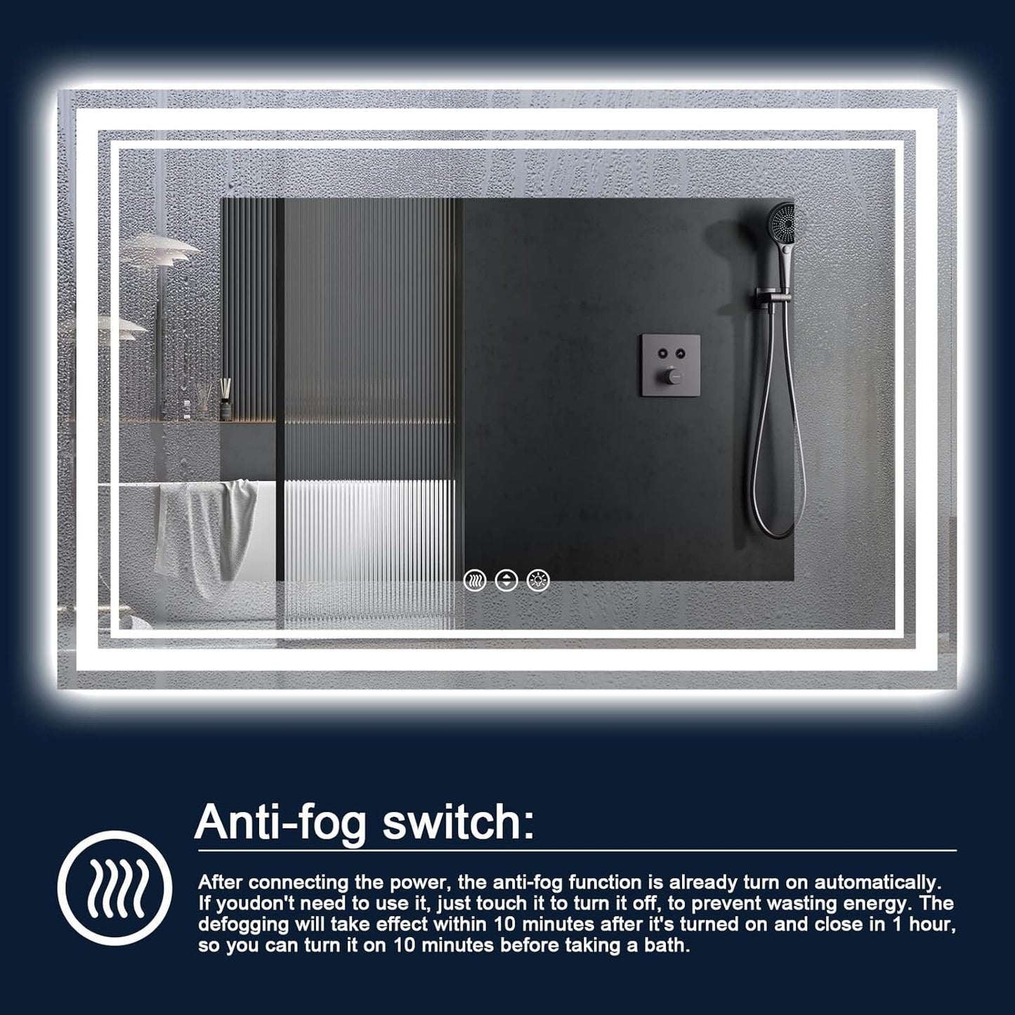 96 x 36 Inch LED Bathroom Mirror with Lights, Backlit and Front Lighted Bathroom Mirrors for Wall, Anti-Fog Dimmable Memory Shatterproof LED Vanity Mirror for Bahtorom