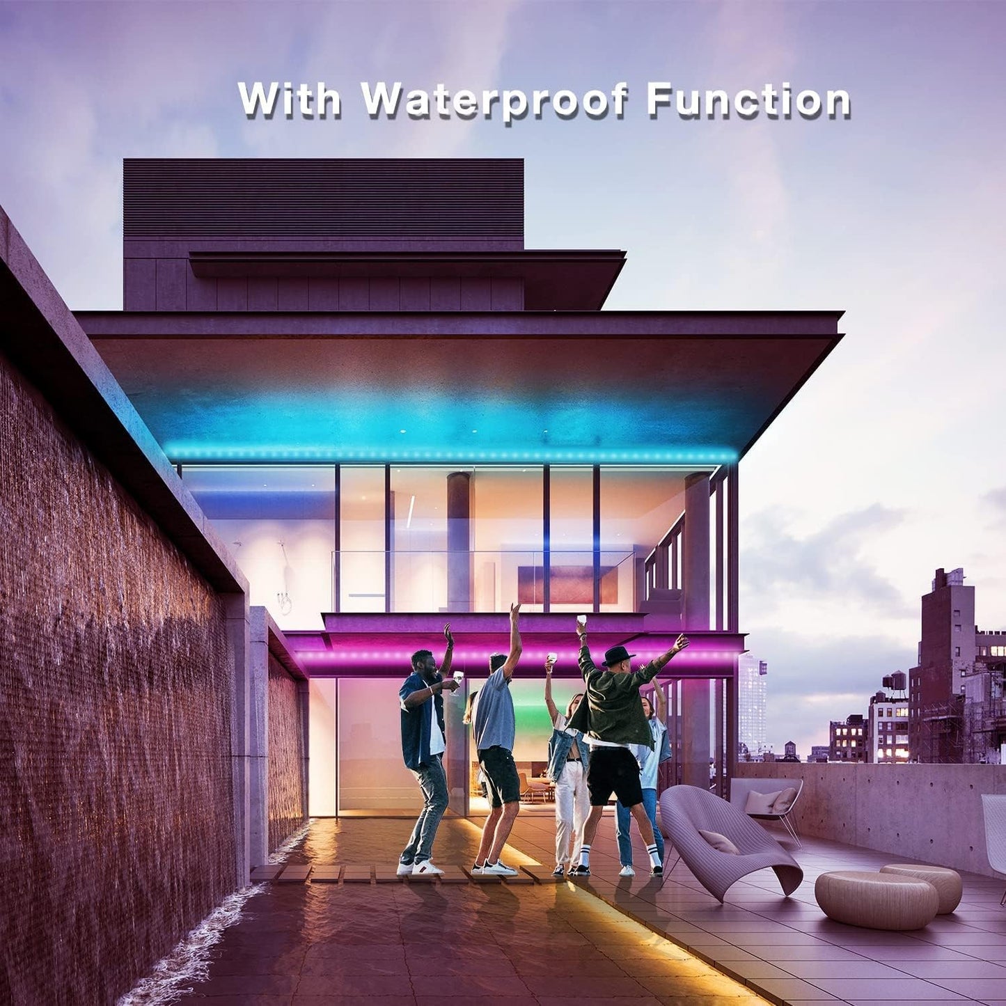 DAYBETTER 100 ft Outdoor Led Strip Lights Waterproof, Smart Light Strips with App Voice Control Remote, 5050 RGB Music Sync Color Changing Led Lights for Bedroom, Room Decor (3 Rolls of 32.8 ft)