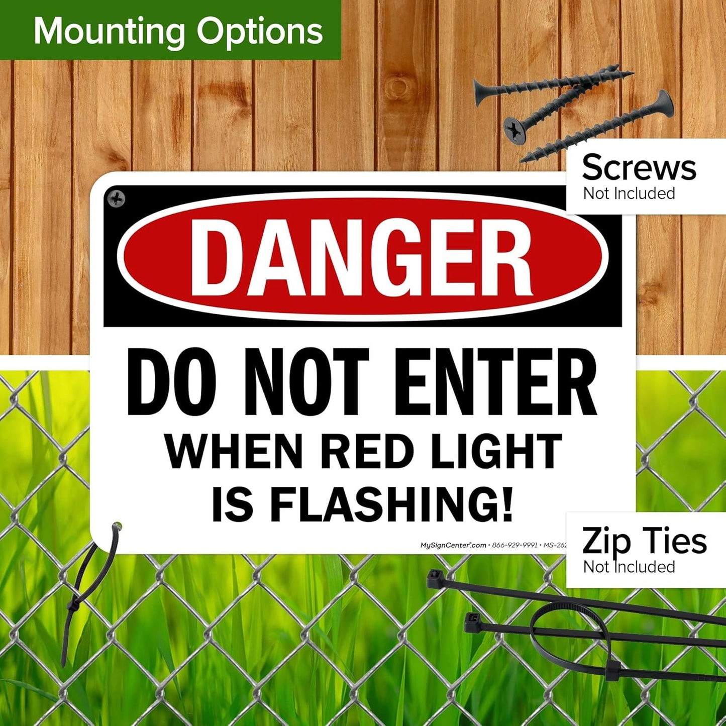 Danger Do Not Enter When Red Light is Flashing Sign, 10x7 Inches, Rust Free .040 Aluminum, Fade Resistant, Made in USA by My Sign Center