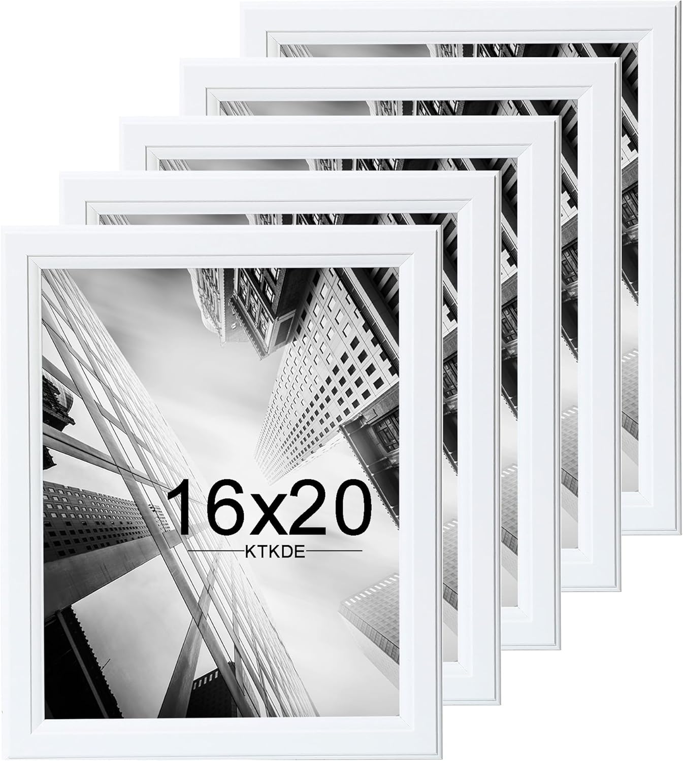 KTKDE 16x20 Picture Frame Set of 5,Studio Gallery 16 by 20 Poster Frame White Wooden, Large Frame for Photos, Posters - Art Prints best gift