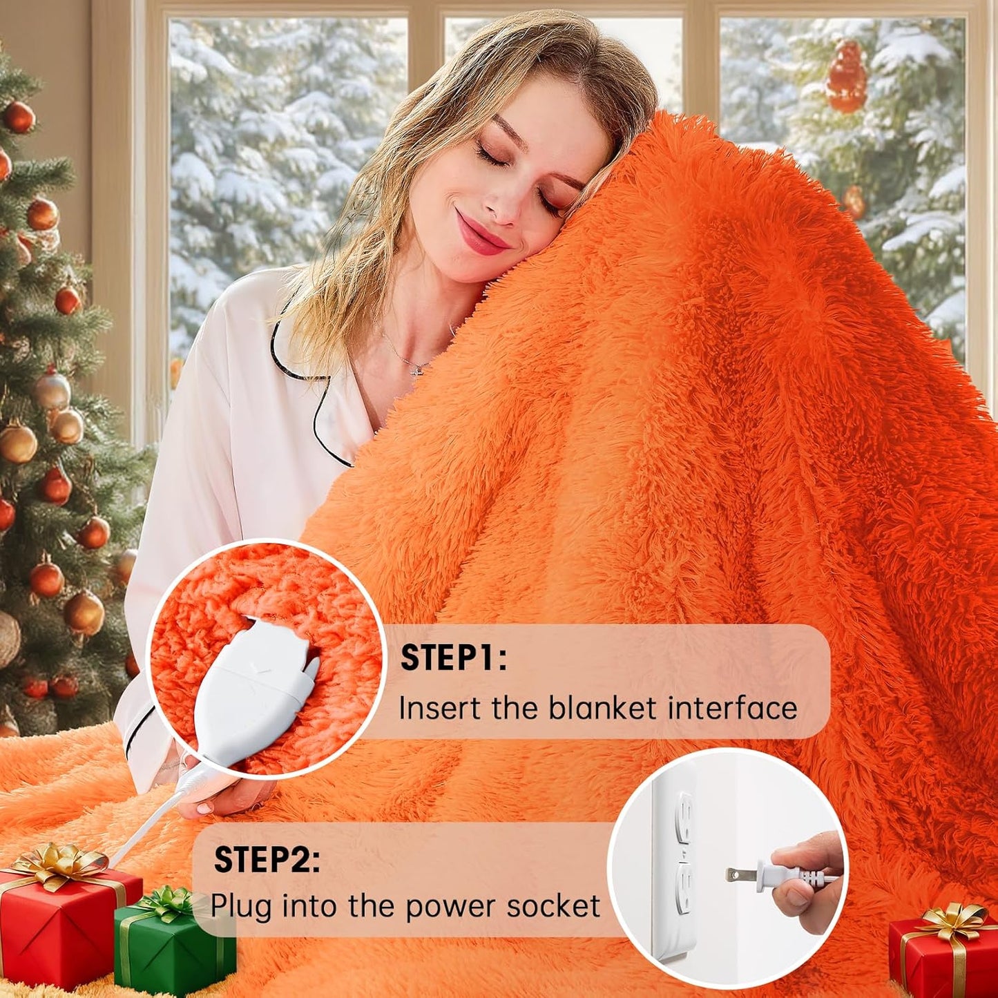 Heated Electric Blanket Twin–Faux Fur with Soft Thick Sherpa,Warm Winter Birthday Gifts for Women Grandma，10 Heat Settings,5 Time Settings with Fast Heating, 62x84, Cocoa Brown