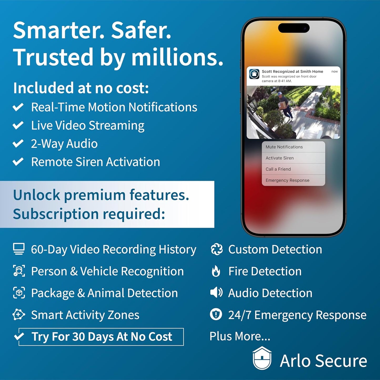 Arlo Video Doorbell 2K + Chime 2 (2nd Gen, Latest Release), Wireless or Wired Option, 2-Way Audio, Night Vision, Head to Toe View, Package Detection, Person & Vehicle Recognition, 1-Month Secure Plan