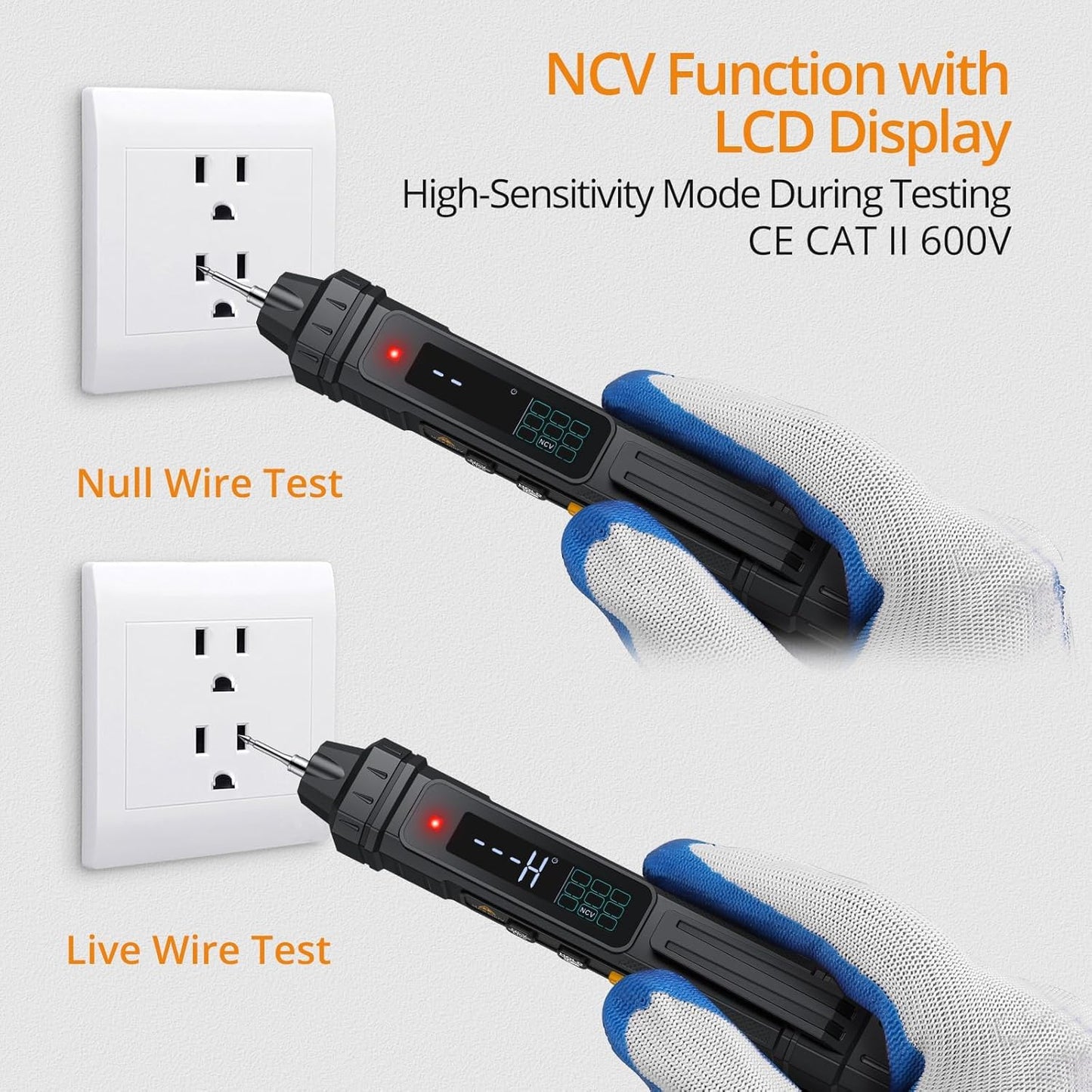Neoteck 2 in 1 Pen Type Digital Multimeter Non-Contact Voltage Tester 6000 Counts Intelligent Multimeter with LCD Display for AC/DC Voltage Resistance Diode Continuity Capacitance Frequency