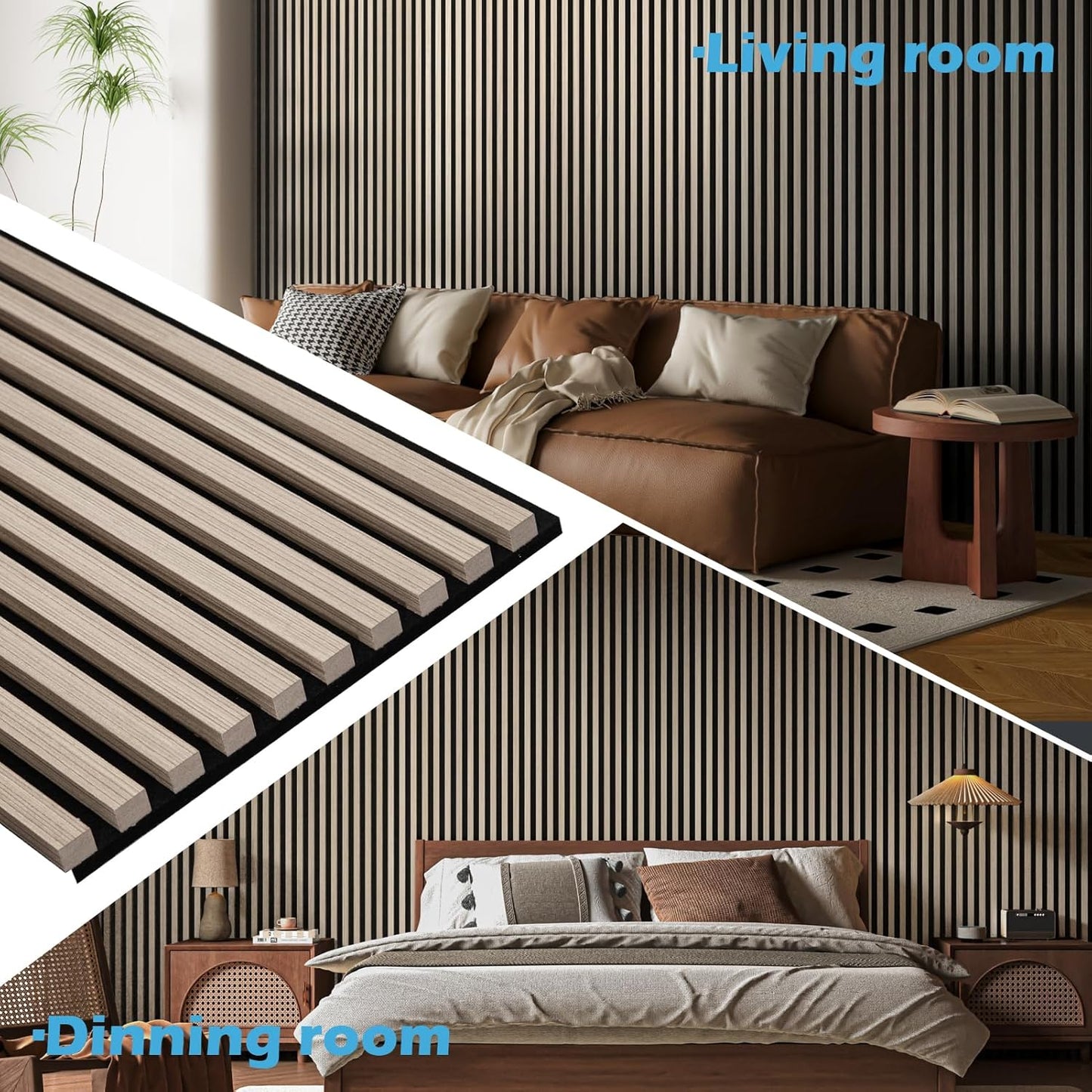 Art3d 2-Pack 48" x 24" Acoustic Wood Panels for Wall, Soundproof Wood Slat Panel for Wall and Ceiling, 3D Fluted Sound Absorbing Paneling for Interior Wall Decor, Living Room, Bedroom - Oak