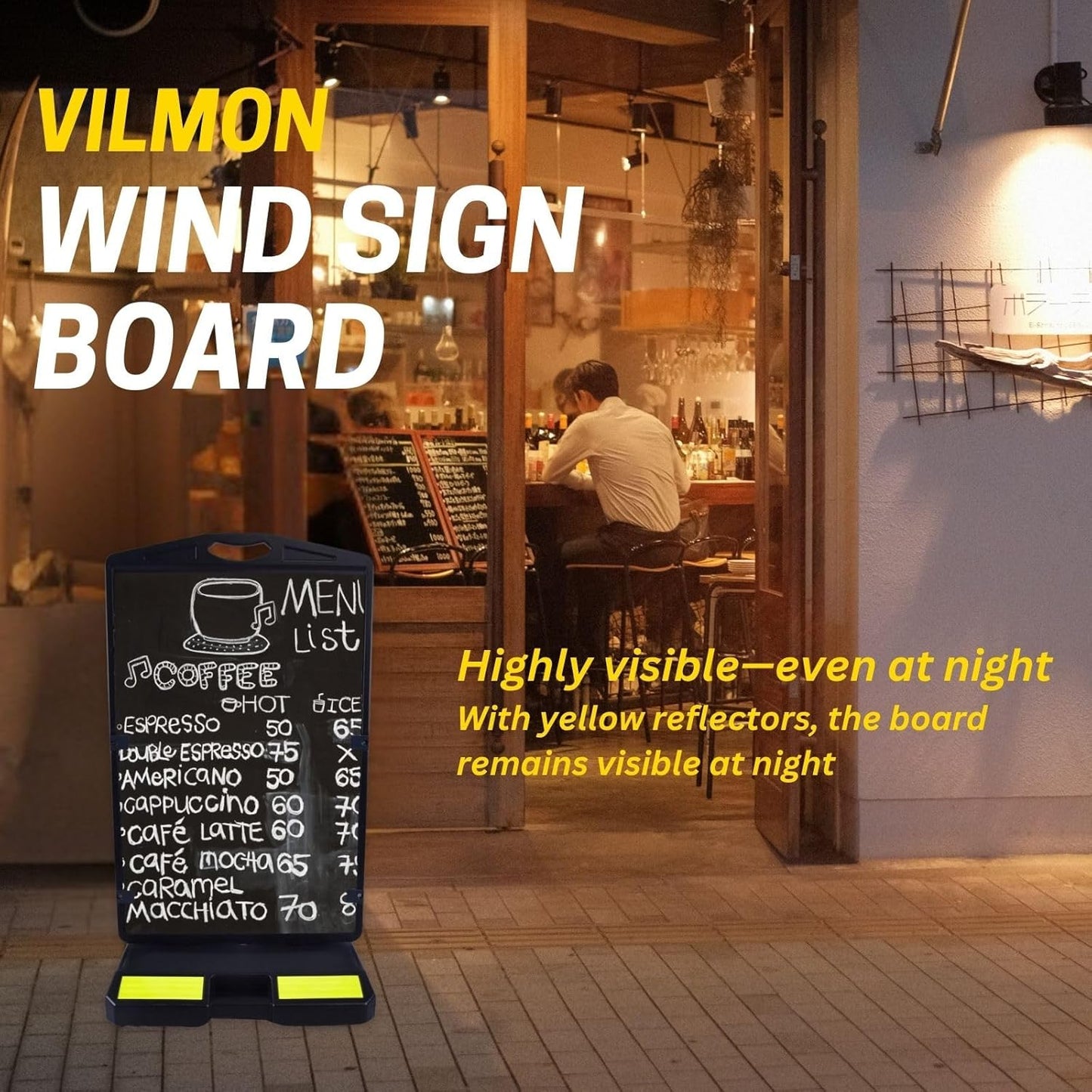 2 Pack 24"x36" Wind Sign Board with 40Lb Fillable Base, Double-Sided Customizable and Reusable Pavement Sign for Professional Outdoor Use (Black, Panel Frame)