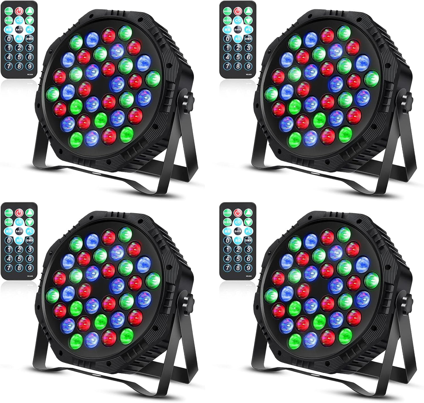 36 LED Par Lights, RGB Par Can Light Stage Lights, 10 Modes DJ Lights Stage Lighting Uplights with Sound Activated Remote Control & DMX Uplights for Events Wedding Party