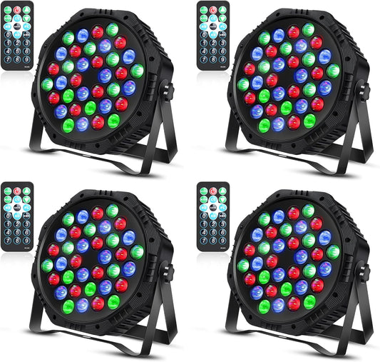 36 LED Par Lights, RGB Par Can Light Stage Lights, 10 Modes DJ Lights Stage Lighting Uplights with Sound Activated Remote Control & DMX Uplights for Events Wedding Party