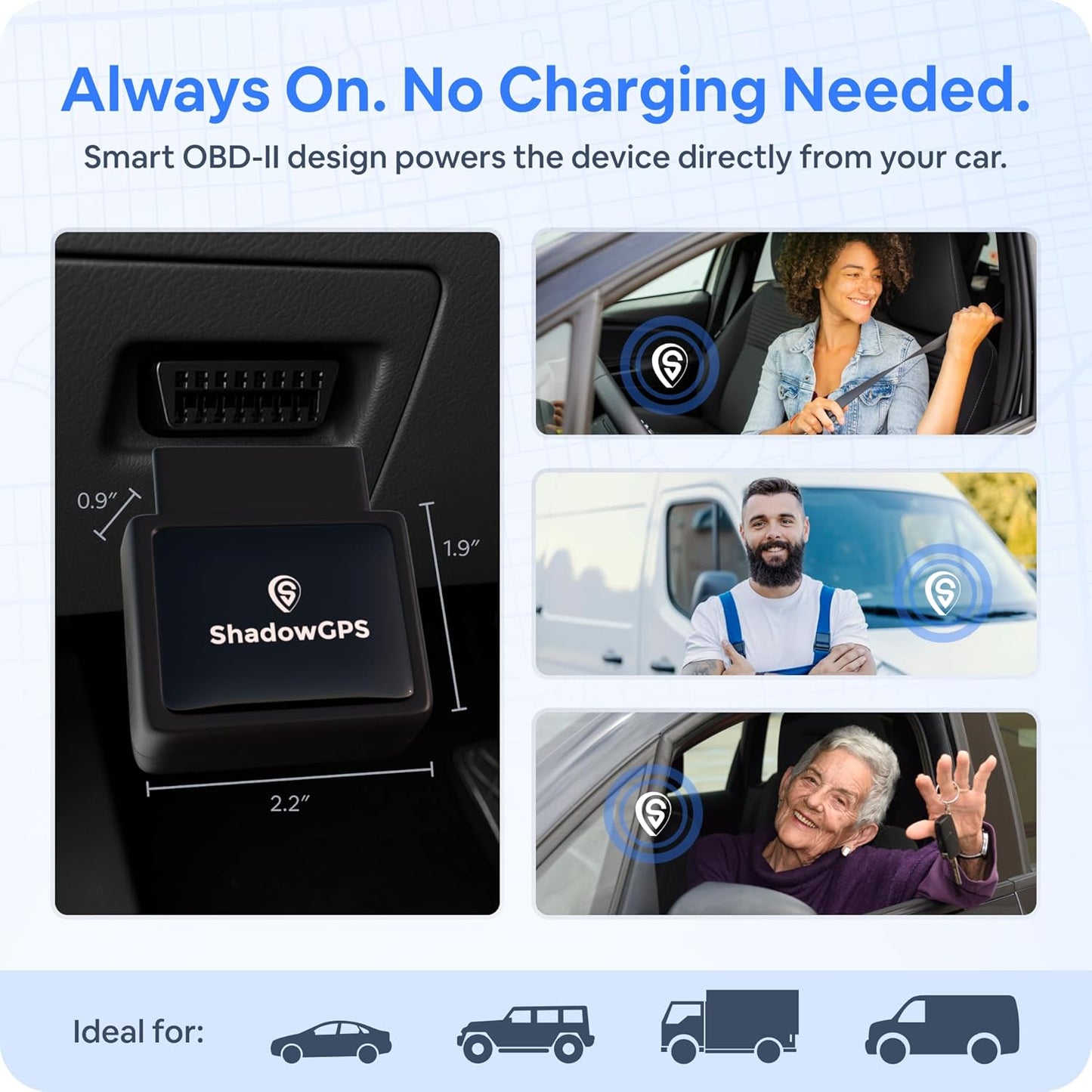 Real-Time OBD2 GPS Car Tracker – $12/Month with 14 Day Free Trial – Plug & Play Device for Families, Teens & Businesses with Trip History, Driving Alerts & GeoFence – Accurate, Easy Setup