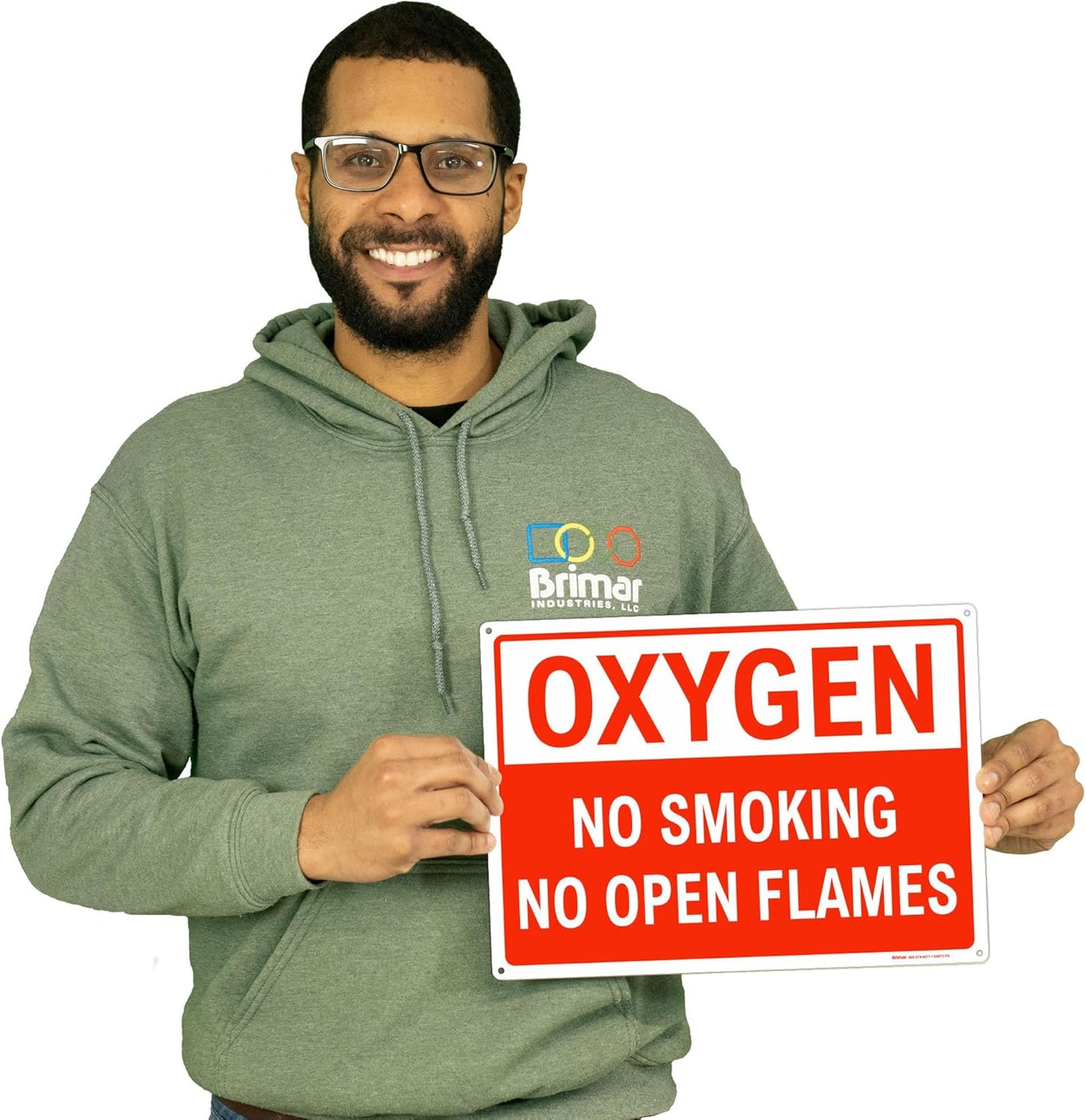 Brimar - 14 x 10" - Oxygen No Smoking No Open Flames Sign - .055″ Polyethylene Plastic - Clear Message - Easy Installation