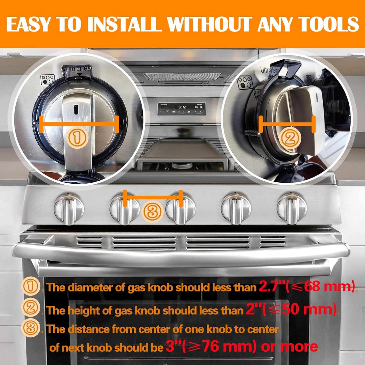 Stove Knob Covers for Child Safety (6 Pack), Stove Knob Safety Covers, Childproof Oven Lock Knob Covers with Adhesive, Prevent Kids-Pets from Gas Stove Knob Locks, Heat-Resistant Upgraded-Clear