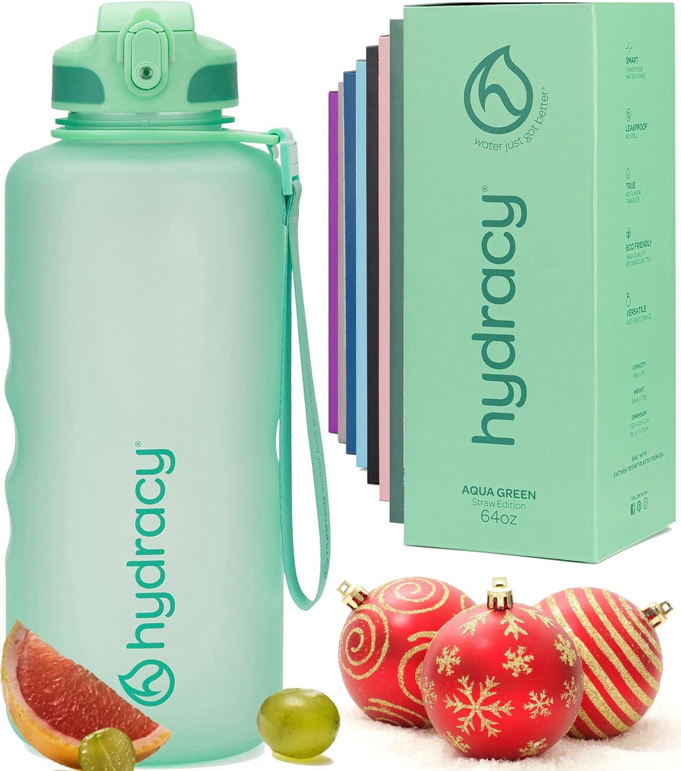 Hydracy Water Bottle with Time Marker -Large BPA Free Water Bottle & No Sweat Sleeve -Leak Proof Gym Bottle with Fruit Infuser Strainer & Times to Drink -Ideal for Fitness Sports & Outdoors