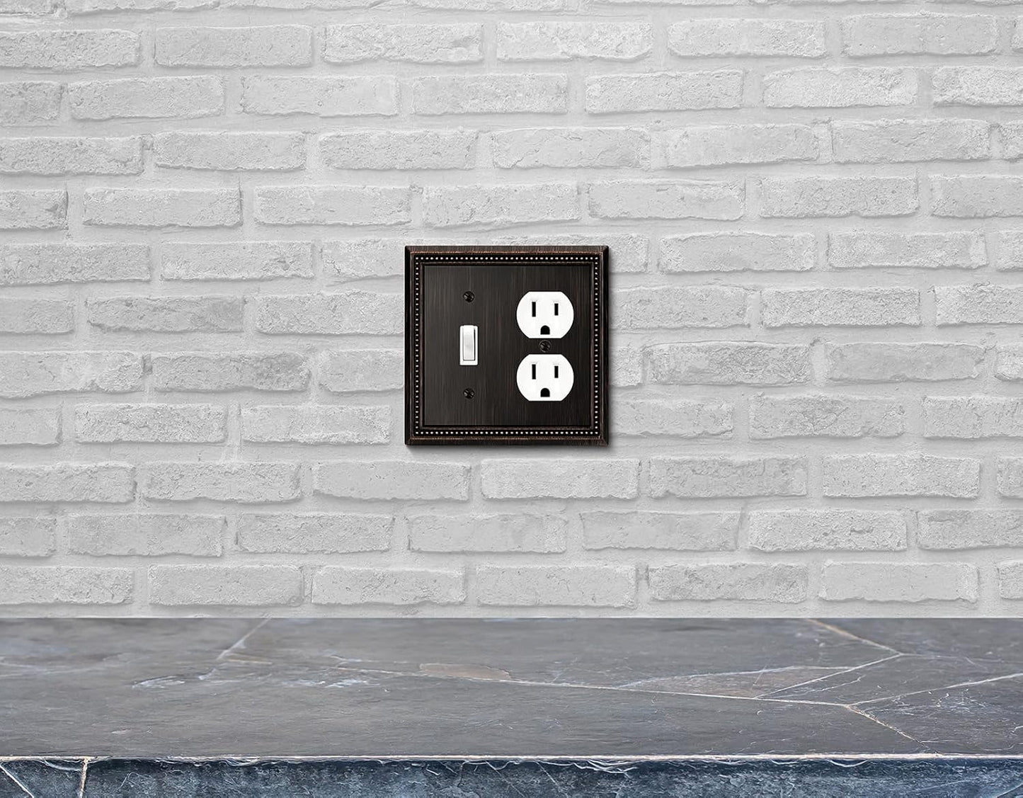 Henne Bery Sunken Pearls Decorative Wall Plate Switch Plate Outlet Cover (Toggle/Duplex, Aged Bronze)
