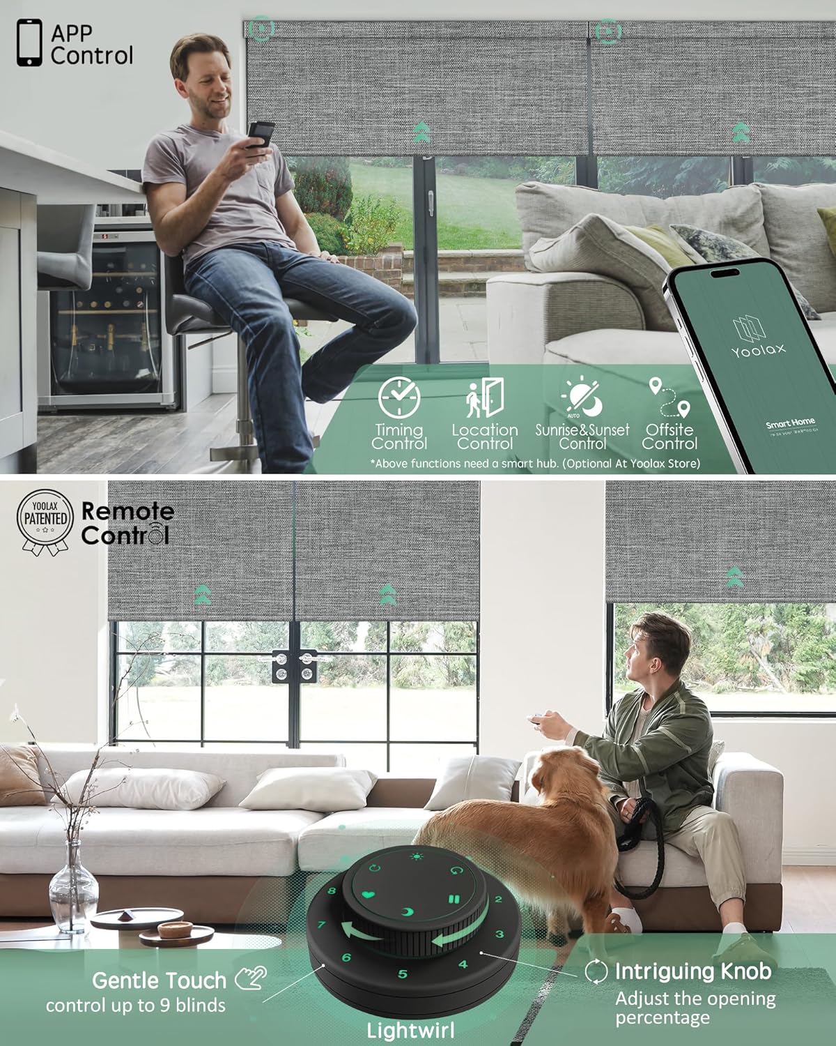 Yoolax Motorized Blinds with Remote, Smart Blinds for Windows Blackout Automatic Shades Work with Alexa Remote Control Roller Window Shades with Valance, Custom Size (Fabric-Smoky Grey)