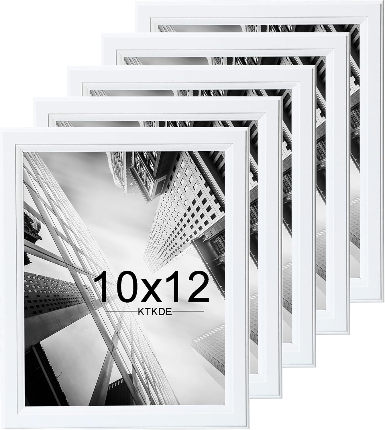 KTKDE 10x12 Picture Frame Set of 5,White Wooden frames, Vertical & Horizontal Wall Hanging for Wall or Tapletop Display,Studio Gallery Photo Frame for Photos, Posters & Art Prints