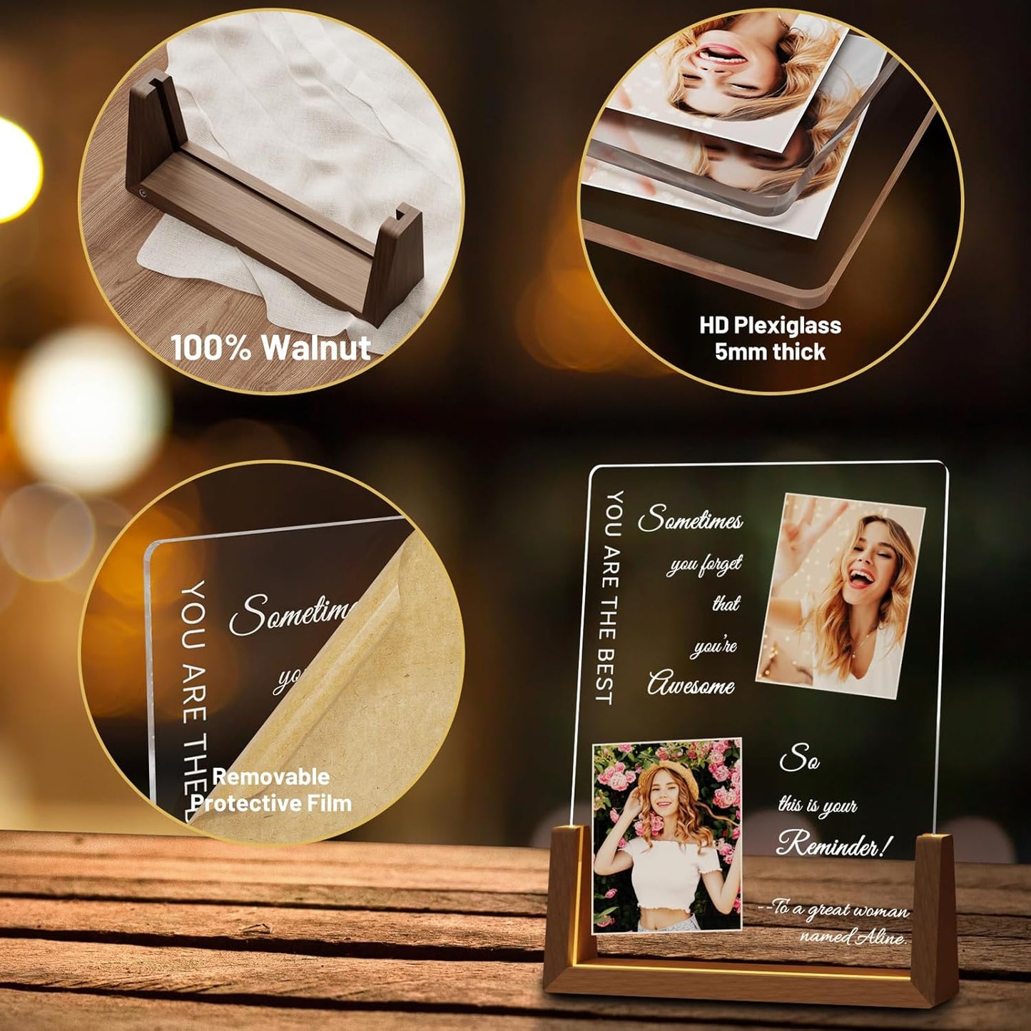 Photo Decorative Plaque Personalized Gifts, Custom Gifts for Him Her, Customized Picture Frame for Boyfriend Girlfriend Couples Wife Women on Anniversary Birthday