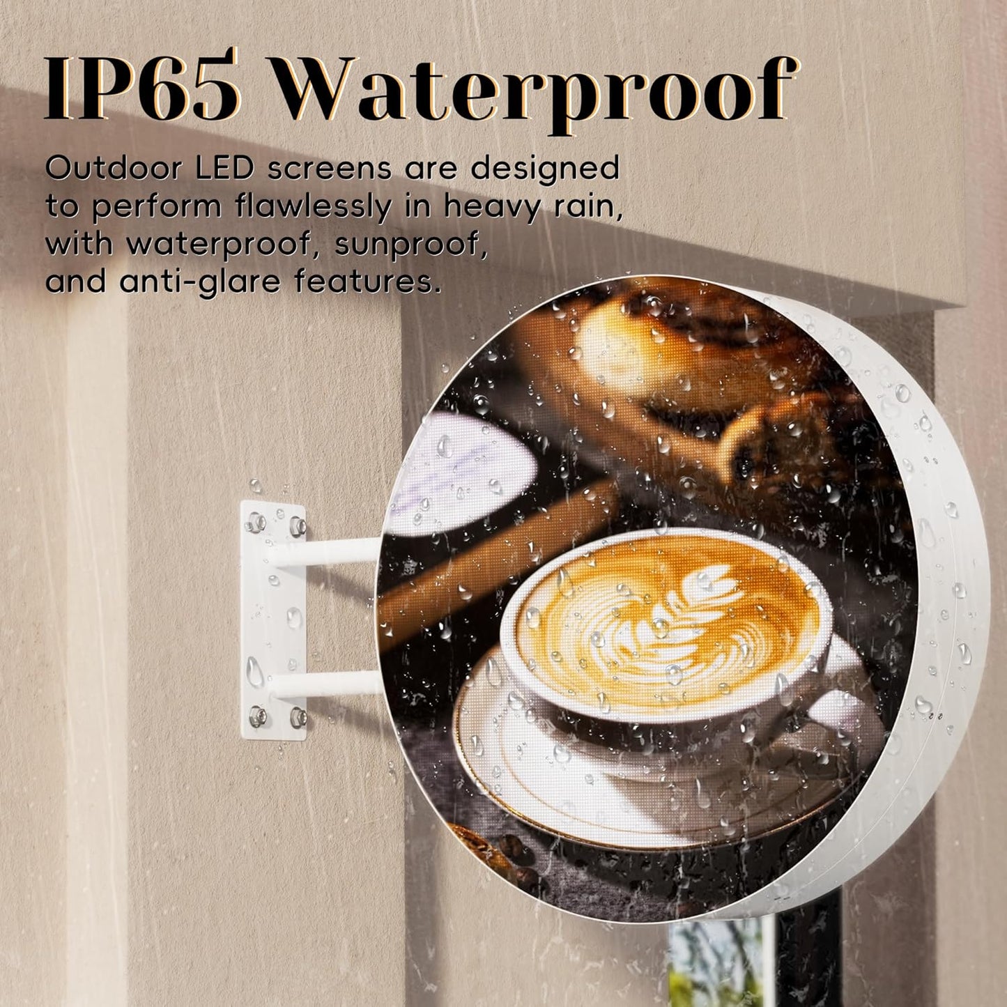 P5 Round Double-Sided LED Lightbox Sign Programmable, Full Color Custom Digital Display Screen 4500 Nits Brightness, Video Image Signage Panel for Outdoor Business Store Advertising 20"