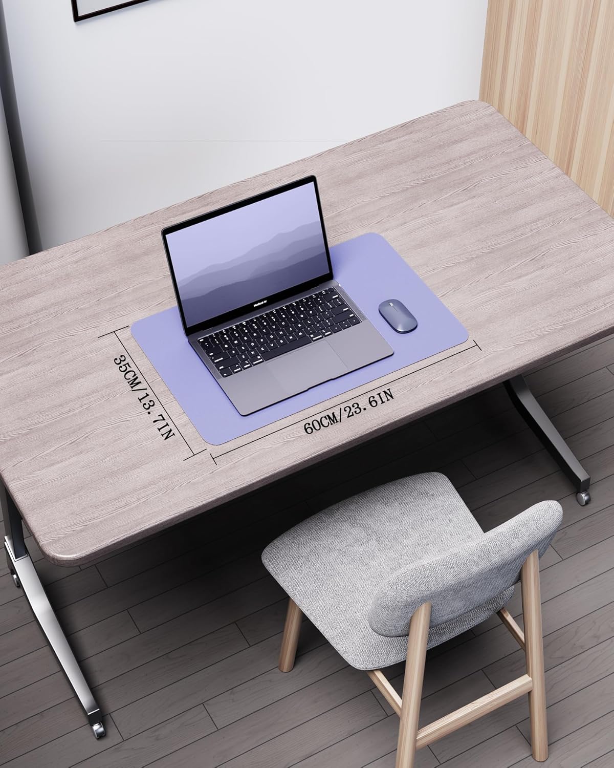 YSAGi Double-Sided Desk Mat, Eco Cork & Leather Desk Protector, Large Mouse Pad & Writing Pad for Office/Home (23.6"x13.7", Purple+Cork)