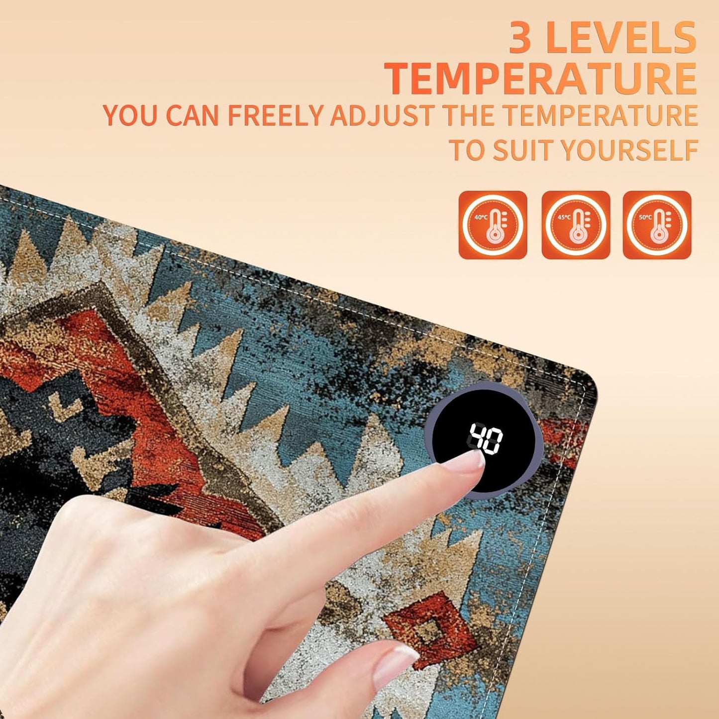 Heated Mouse Pad 23.6 x 14 in 3-Temp Fast Heating Desk Mat with Auto Timer Warmer for Hands Wrist Pain Relief Waterproof Keyboard Mat for Office, Gaming, Home, Art Prints